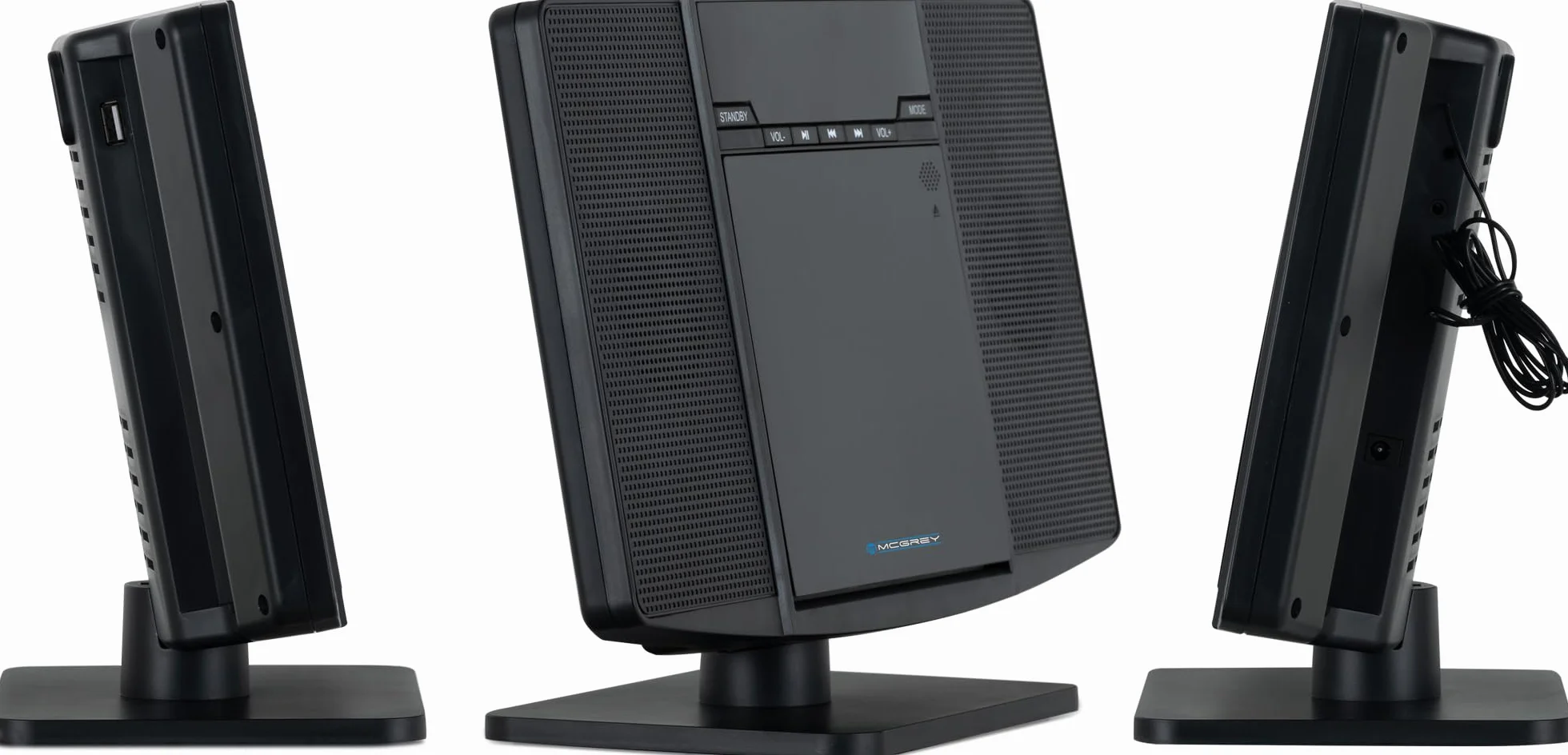 Equipo de Música Vertical MCD-60 (Reproductor CD/MP3, USB, Bluetooth, Entrada Aux, Montaje de Pie o Pared, Incluye Mando a Distancia) Negro