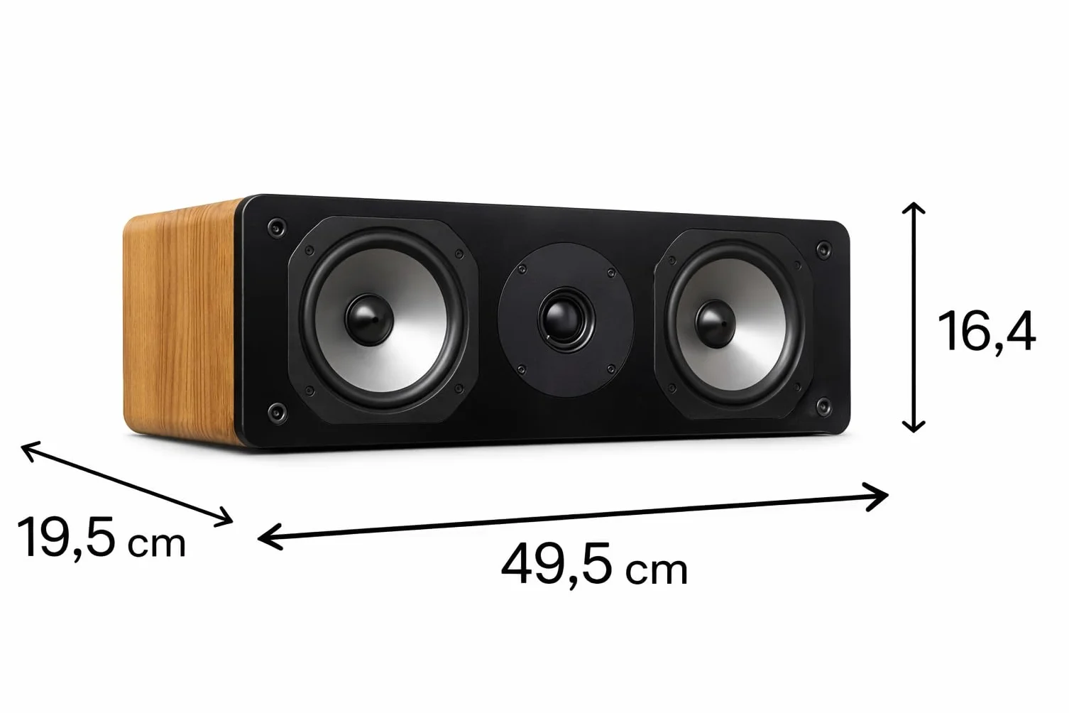 Dynavoice Challenger C-5 Roble Natural Altavoz Central Pasivo 2 Vías 120W 8 Ohm Doble Woofer 5,25 Pulgadas Tweeter 1 Pulgada Home Cinema HiFi Bass Reflex Trasero VESA 10x10