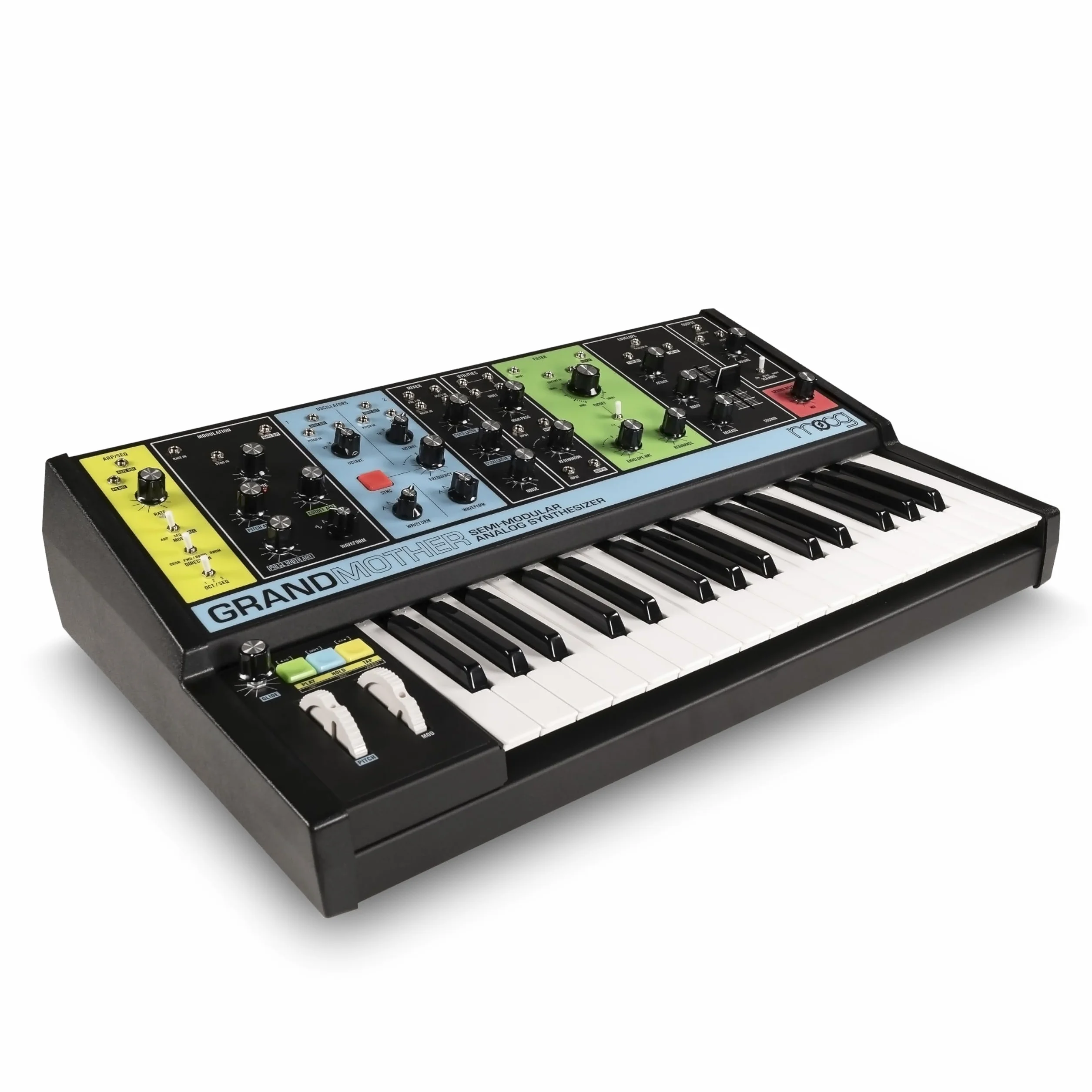 MOOG Grandmother - Sintetizador Semimodular de Teclado Analógico con 32 Teclas, Arpegiador, Secuenciador y Tanque de Reverb de Muelles Integrados