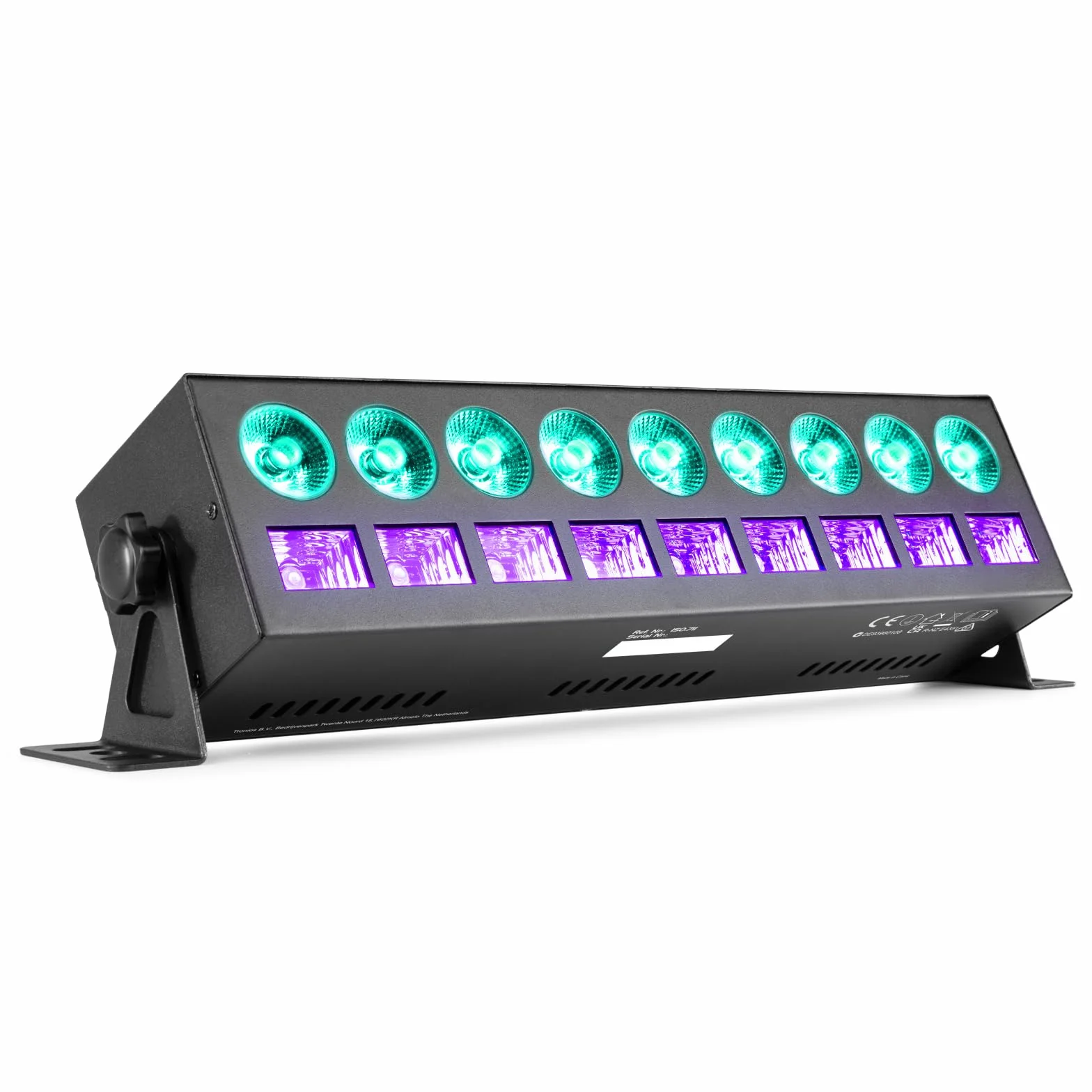 Beamz LCB99 Barra de Luces LED RGBW & UV 18 Leds - Modos DMX 8 Canales, autónomo y Maestro/Esclavo, Efecto estroboscópico, Pantalla LED, Kit de Montaje, Ideal para espectáculo de Luces Nocturno