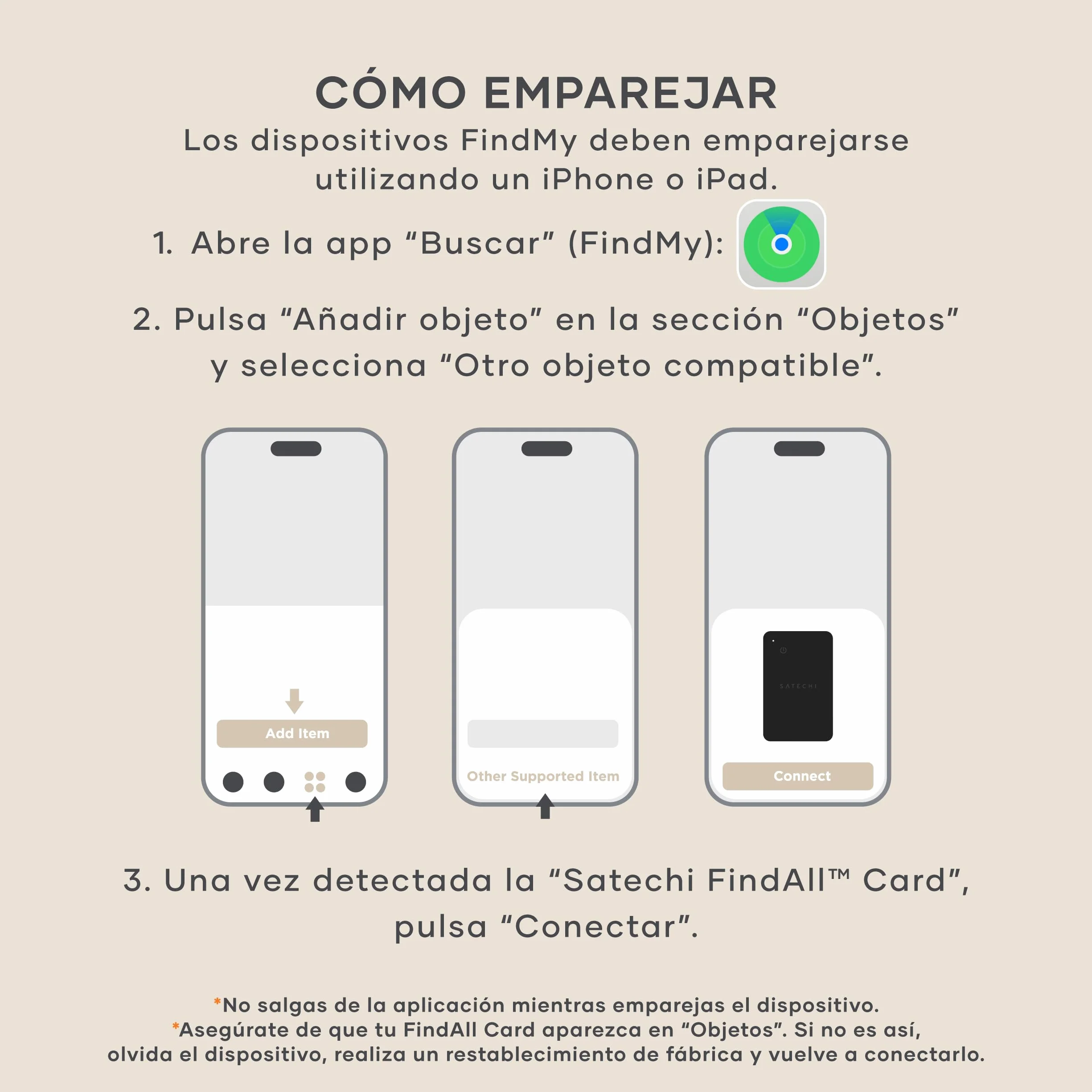SATECHI FindAll Air Tag Card GPS para Carteras con Apple Find My, Alerta de Olvido, Sonido Potente, Carga Inalámbrica, Tarjeta GPS Ligera, Localizador Cartera para iPhone, iPad, Mac – Beige
