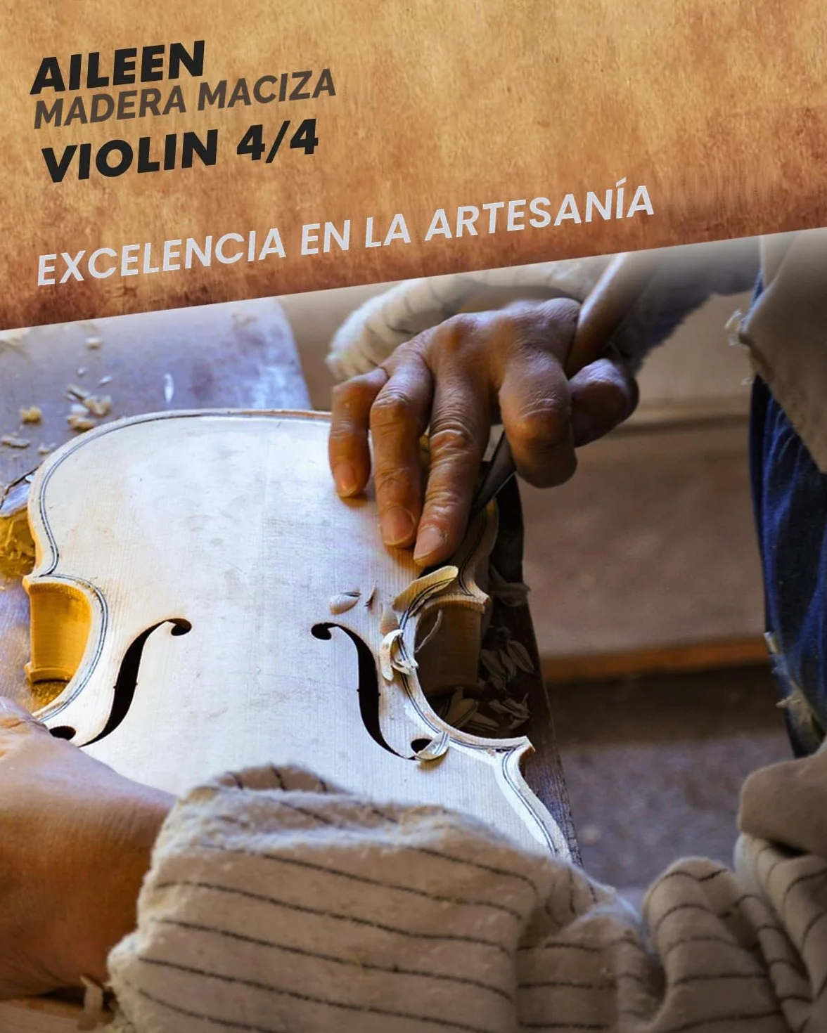 Violín 4/4 de tamaño completo para estudiantes, adultos, violín de abeto europeo sólido con soporte para partituras