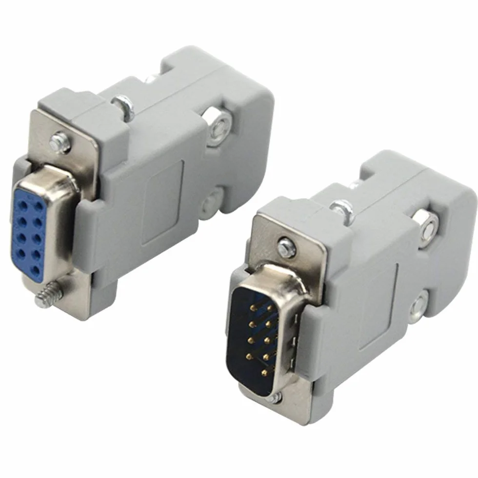GTIWUNG 10 Piezas Conector de Serie DB9 Pin Macho Conector, DB9 Conector Hembra en Serie y Capucha de Plástico/Carcasa, RS232 Macho Hembra