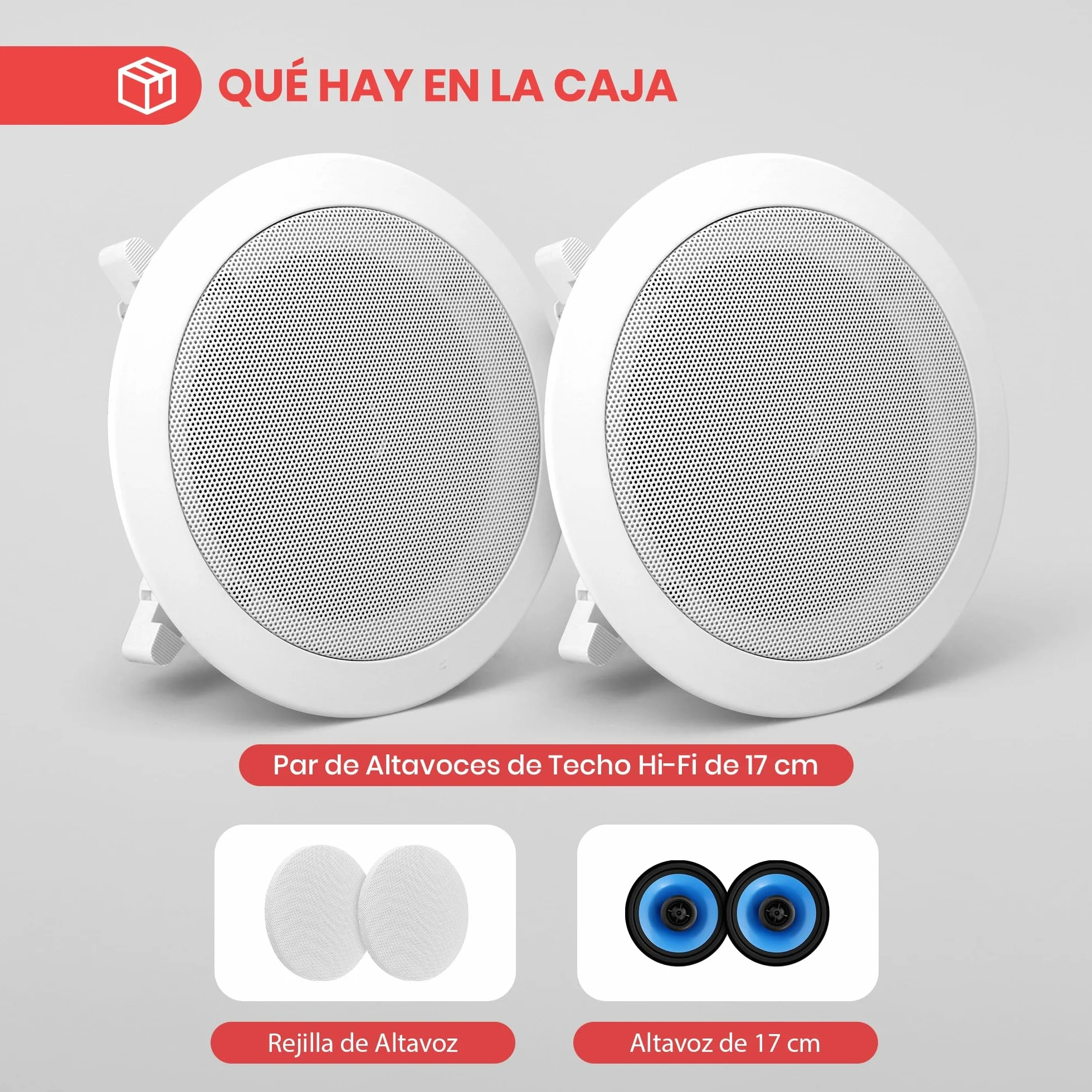 Pyle Altavoces Techo, Pared, 6.5”, 250W, Duales, Estereo, Agudos Ajustables, Rejilla Resistente