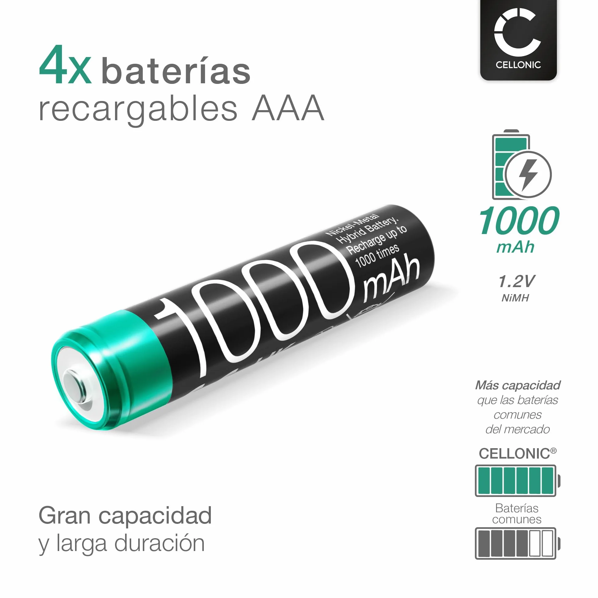CELLONIC 4X Batería para Teléfono inalámbrico Compatible con Siemens Gigaset CL660HX, E290, A415 - (1000mAh, 1.2V)