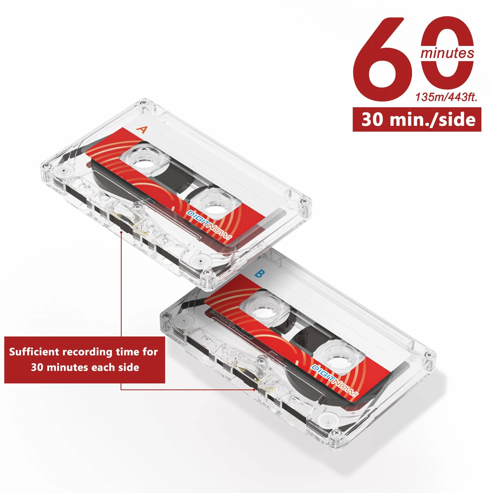 Cintas de Casete en Blanco Audio 60 min 3 Paquete DIGITNOW!