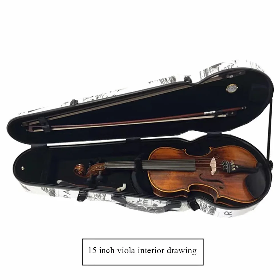 Estuche para Viola de 15-17 Pulgadas, de Fibra de Carbono, con Carcasa rígida, protección para el Almacenamiento, termómetro Integrado y Correas Dobles para el Hombro.(Silver)