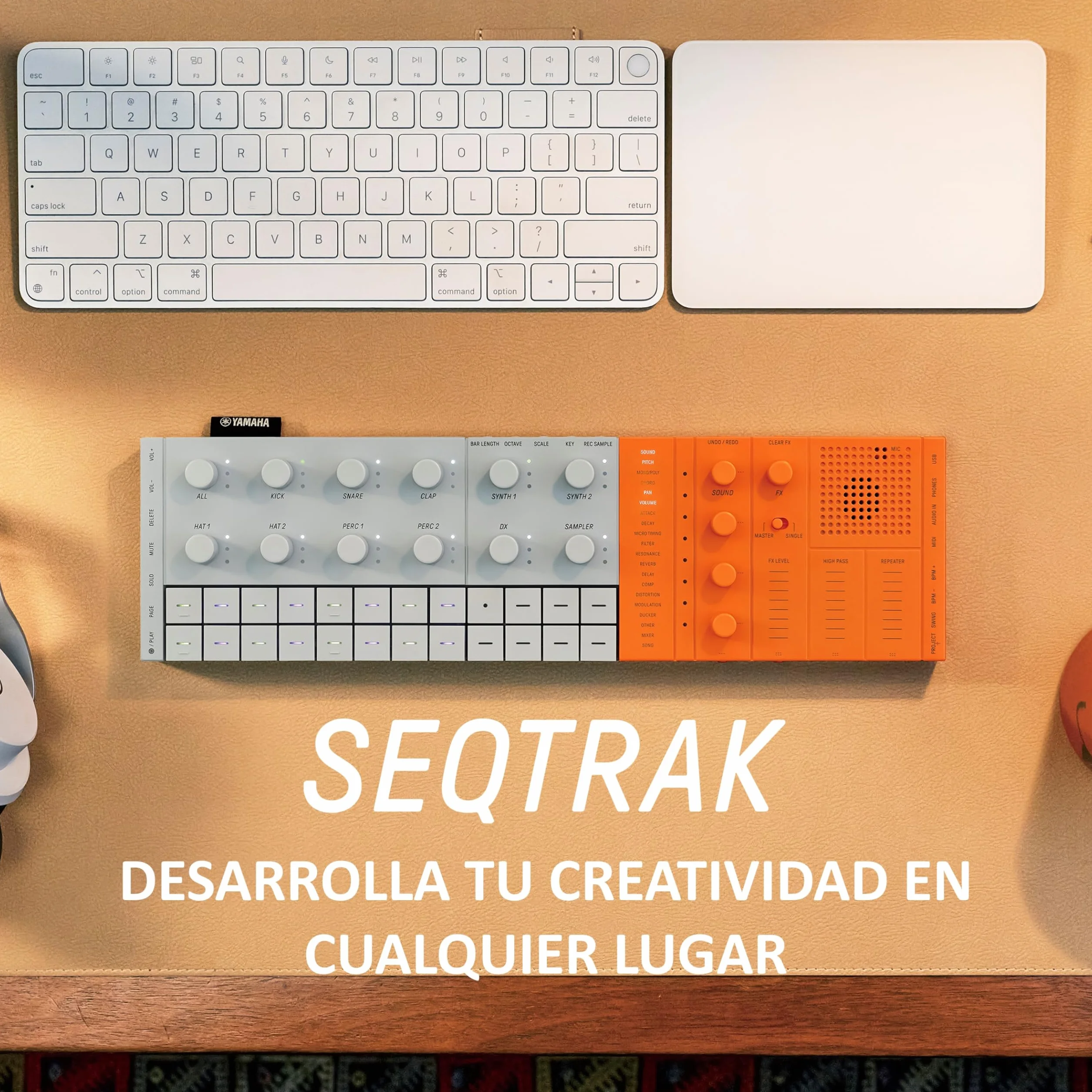 Yamaha SEQTRAK Mobile Music Ideastation – Estudio de Producción Musical Todo-en-Uno con Motores de Sonido Duales, Muestreo Integrado, Altavoz Incorporado y Batería Recargable – Naranja