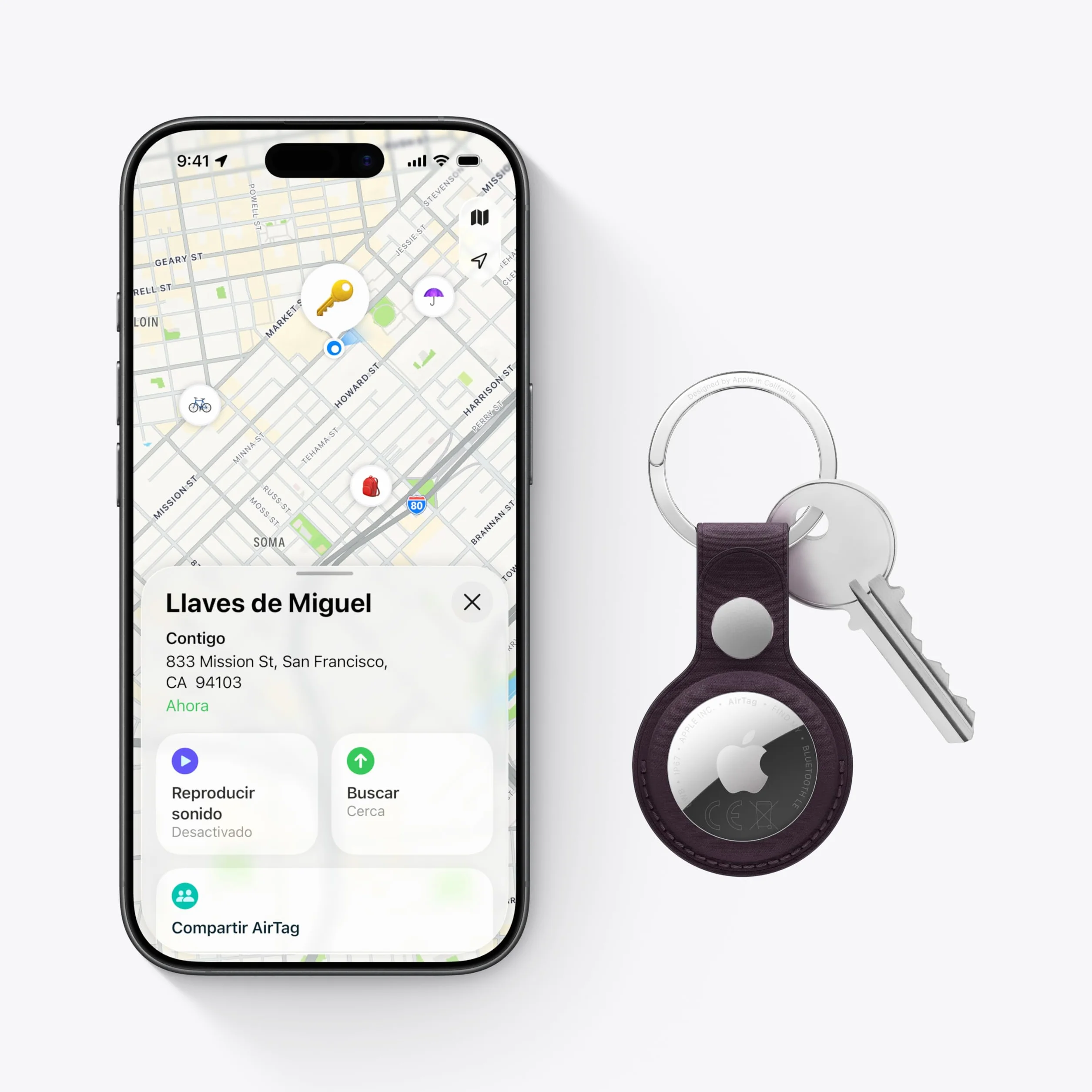 Apple AirTag (2.ª generación): Permite localizar Llaves, Carteras y más; función de localización con Sonido; hasta 1,5 Veces más Alcance en Búsqueda de Precisión