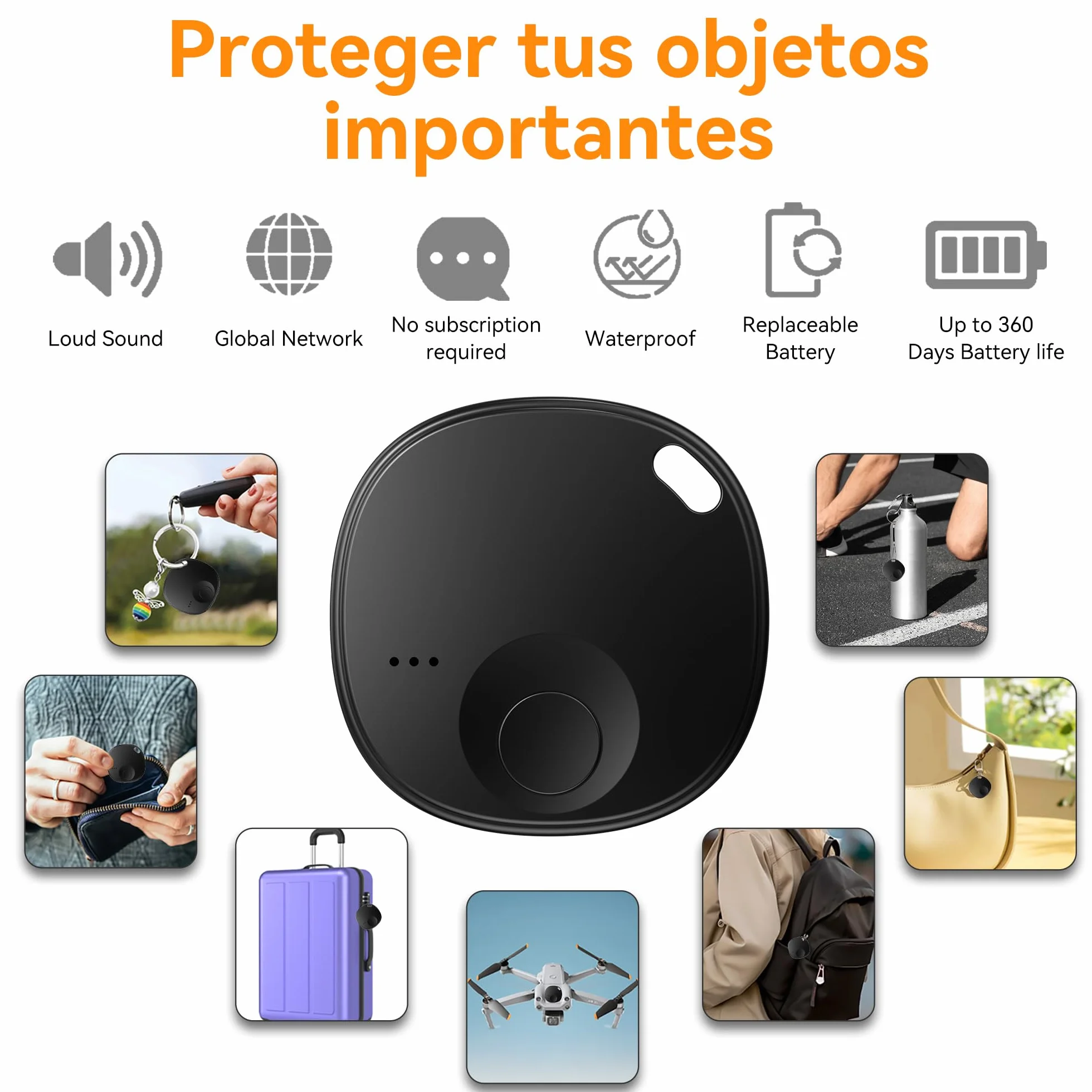 Android Air Tracker, 4 Pack Smart Tag, Localizador Bluetooth Compatible con Google Find Hub (Solo Android), Bluetooth Tracker Tag para Maletas, Cartera, Equipaje