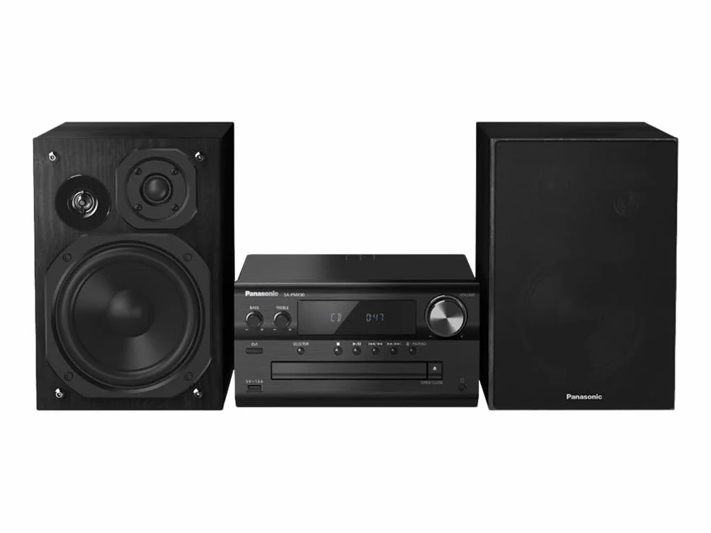 Panasonic SC-PMX90 Microcadena Hi-Fi con Altavoces de Bambú, 14 cm Woofer, Bluetooth, Radio FM, Negro