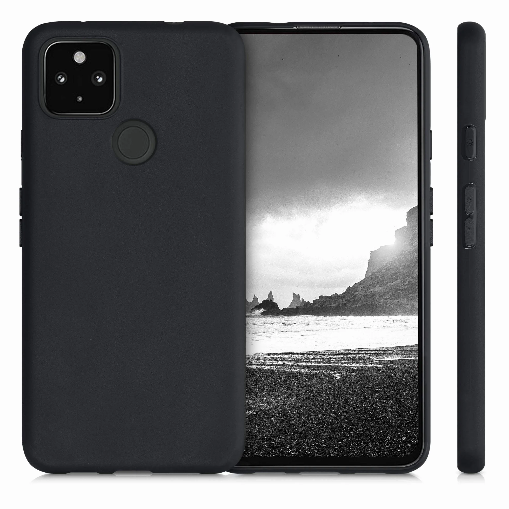 kwmobile Funda Google Pixel 4a 5G Carcasa TPU Silicona Bordes elevados Negro