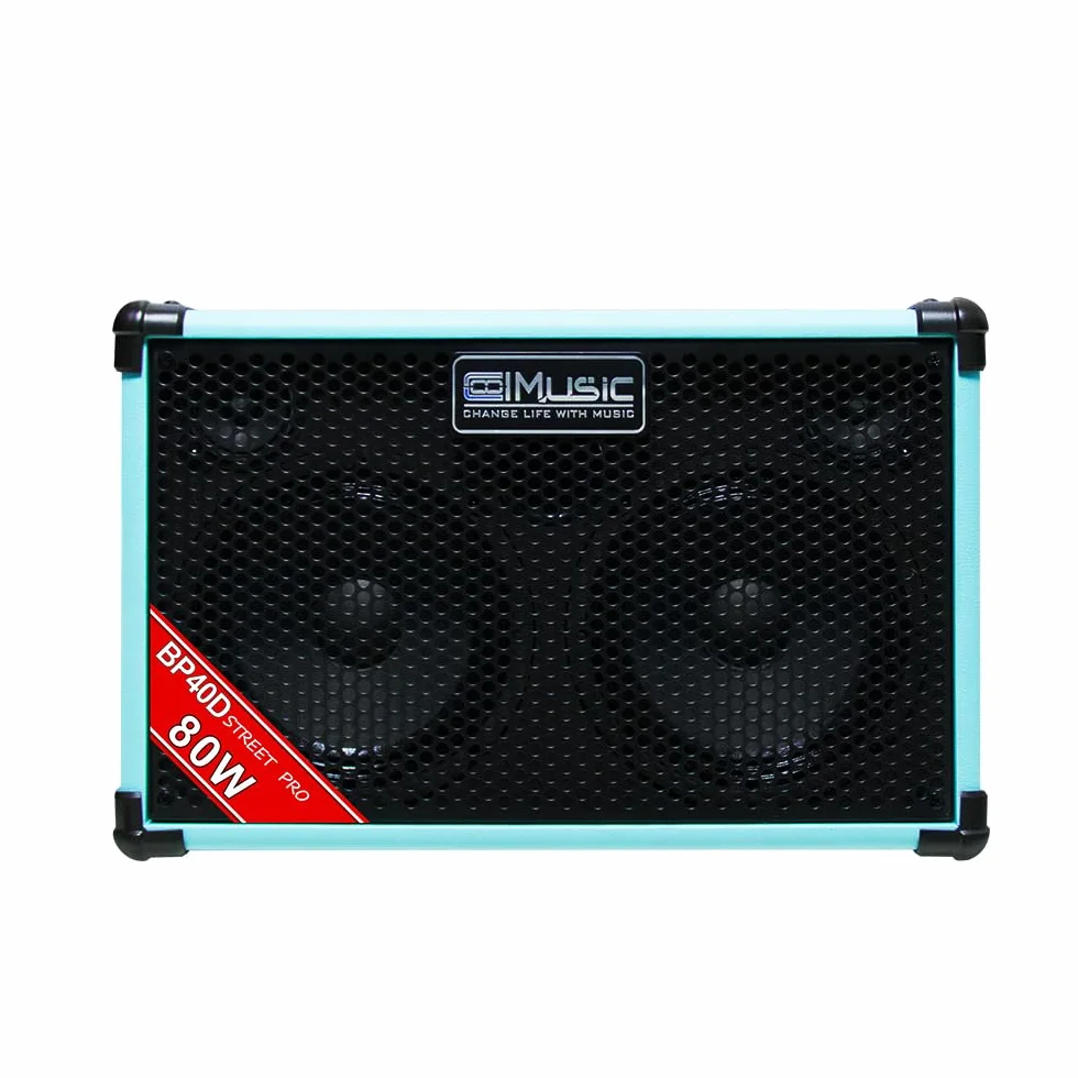 BP40D Amplificador de guitarra acústica Busking Amp - Altavoz Bluetooth portátil de 80 W con batería, efecto de retardo de reverberación de coro, 6 entradas, ecualizador de 3 bandas.