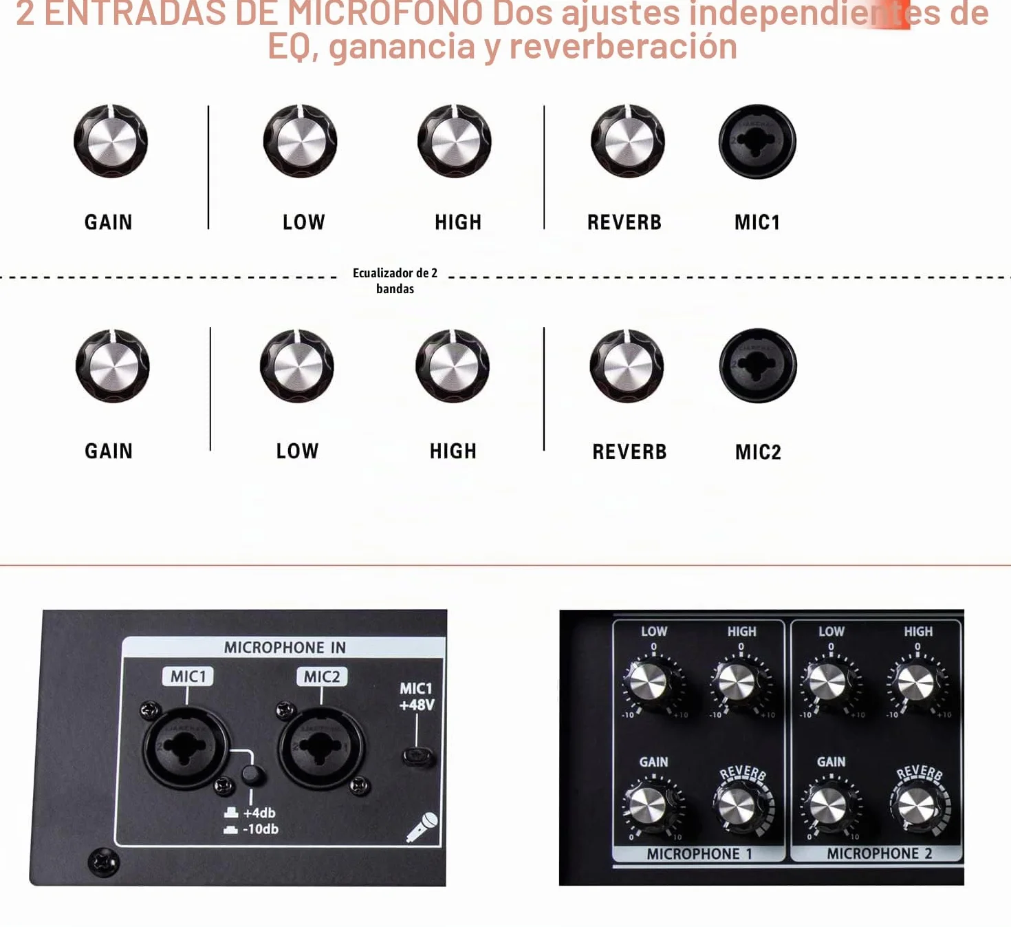Coolmusic BP60D 60 W x 2 Altavoz Amplificador de Guitarra acústica Alimentado por batería, Altavoz Bluetooth portátil con Efecto de retardo de Coro de reverberación, 7 entradas