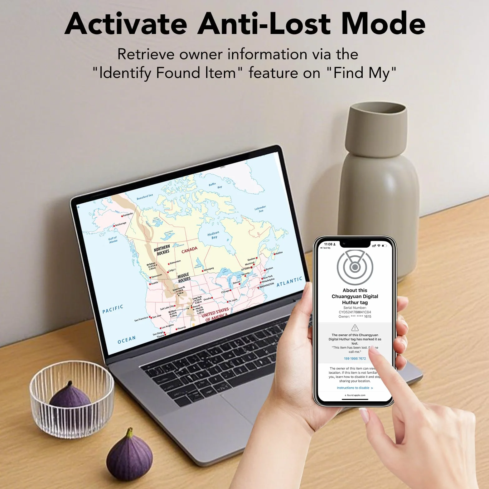 Air Tracker Tag 4 Pack, Localizador GPS, Smart Mini Localizador de Objetos Bluetooth con Apple Search (sólo iOS), IP67 Impermeable, Batería Reemplazable, Llaves/Coche/Mochila/Cartera/Maletas Viaje