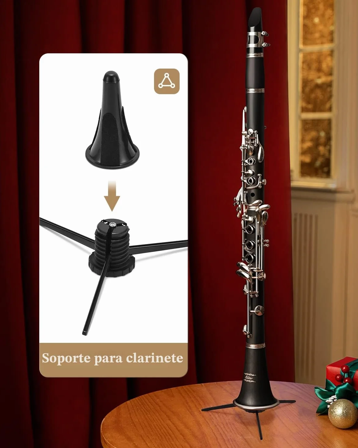 Clarinete plano Eastar B para principiantes, clarinete de ebonita niquelado con 2 barriles, 3 lengüetas, guantes blancos, estuche rígido, Kt de limpieza, ECL-300