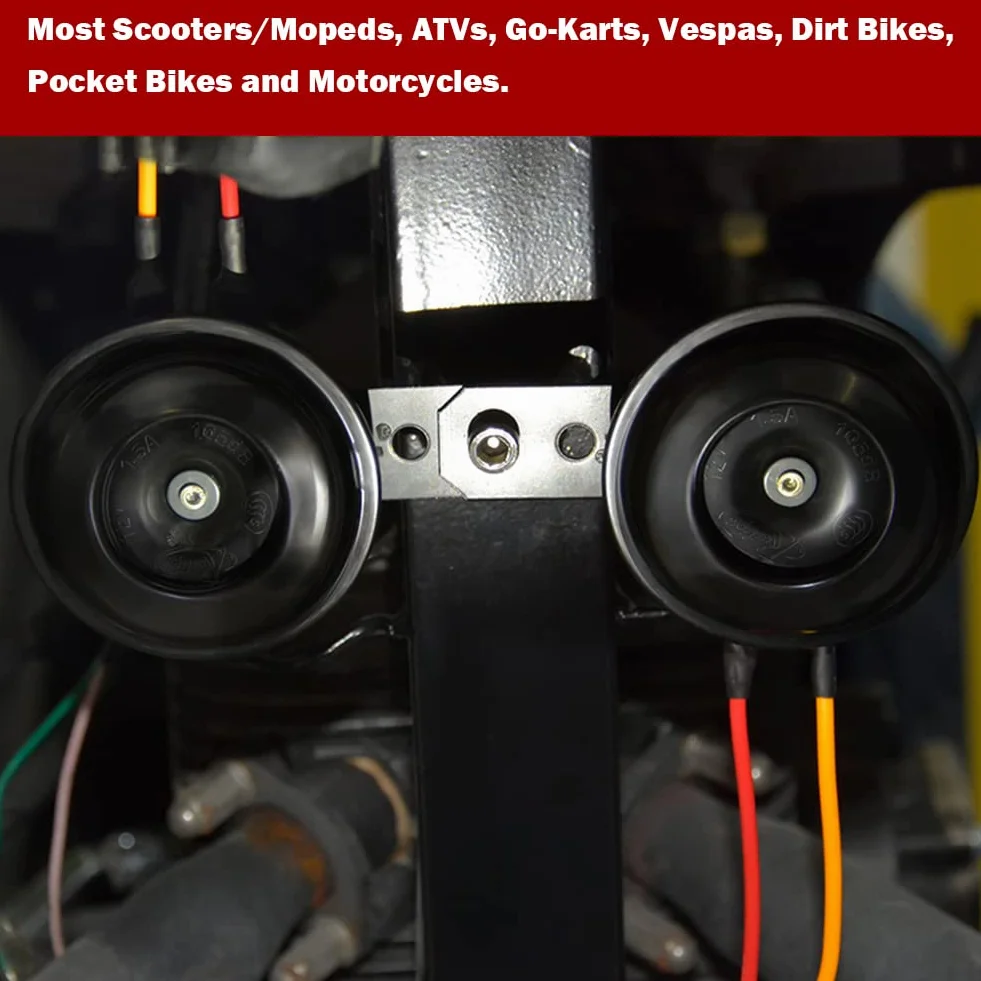 Claxon Moto, Bocina, 12V Moto Bocinas Cuerno Universal, Universal Moto Auto Bocinas Kit Ruidoso, Bocina Electrica Impermeable Universal de la Moto 12V 105dB, Motocicleta Altavoz de Bocina Ruidosa