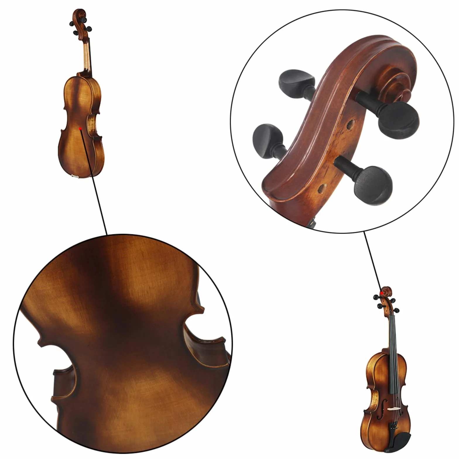 Viola de madera pulida a mano con lazos profesional 4/4 vintage mate para práctica y actuaciones