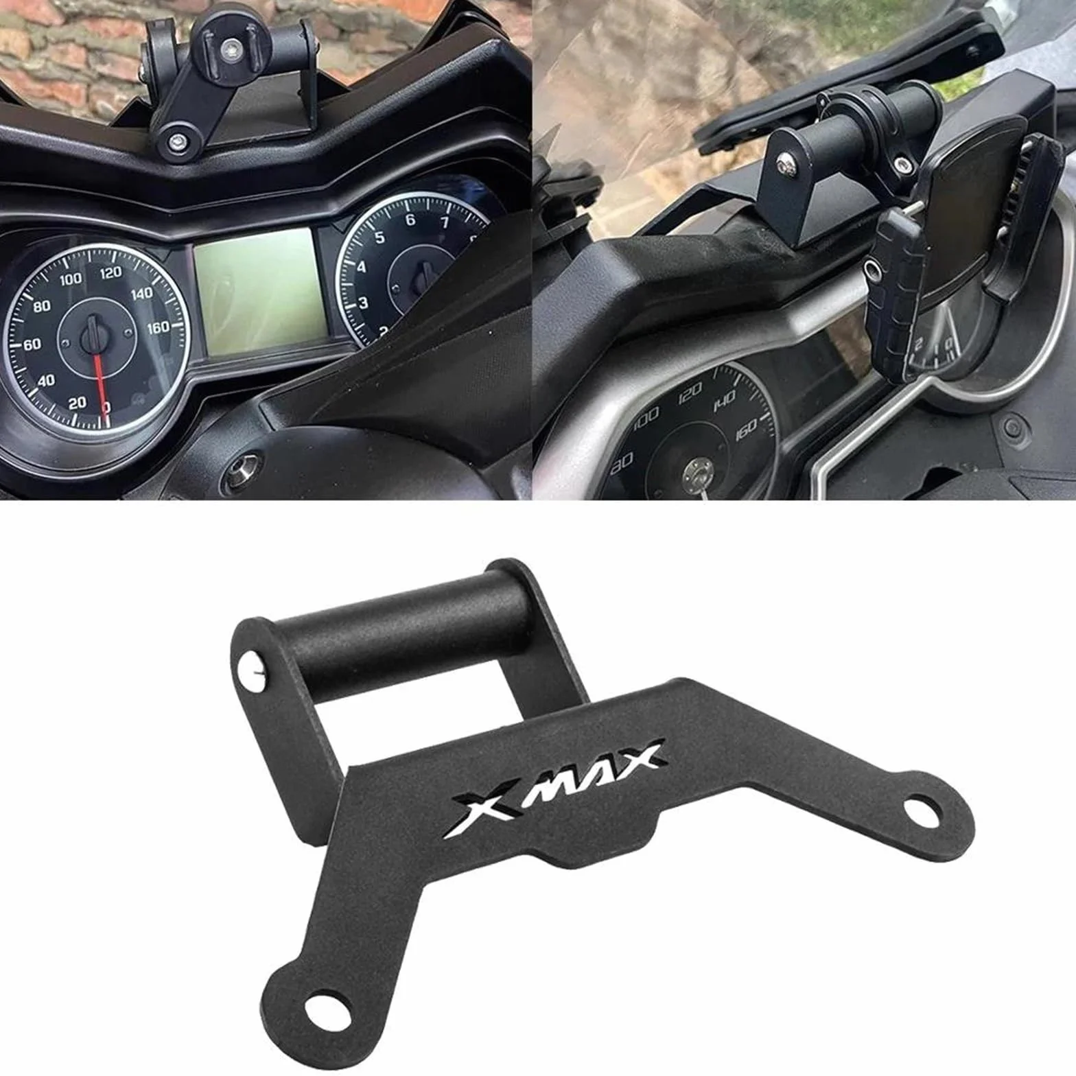 Soporte De Navegación GPS para Motocicleta para Y&amaha XMAX300 Xmax X-MAX 300 2023 2024, Soporte Ajustable para Teléfono Móvil con GPS. Soporte De Navegación GPS(Negro A)