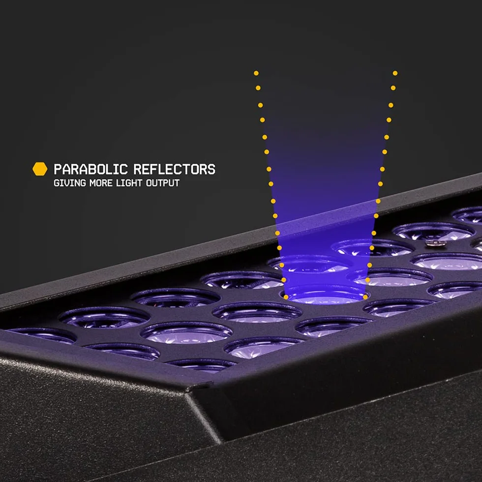 BeamZ Flood 36UV Luz LED Negra con 36 leds de 3W ultravioleta, Juego de Luces, DMX, XLR, Control de Sonido, Pantalla LED, Función Estroboscópica, Ideal para Fiestas Temáticas, discoteca, eventos