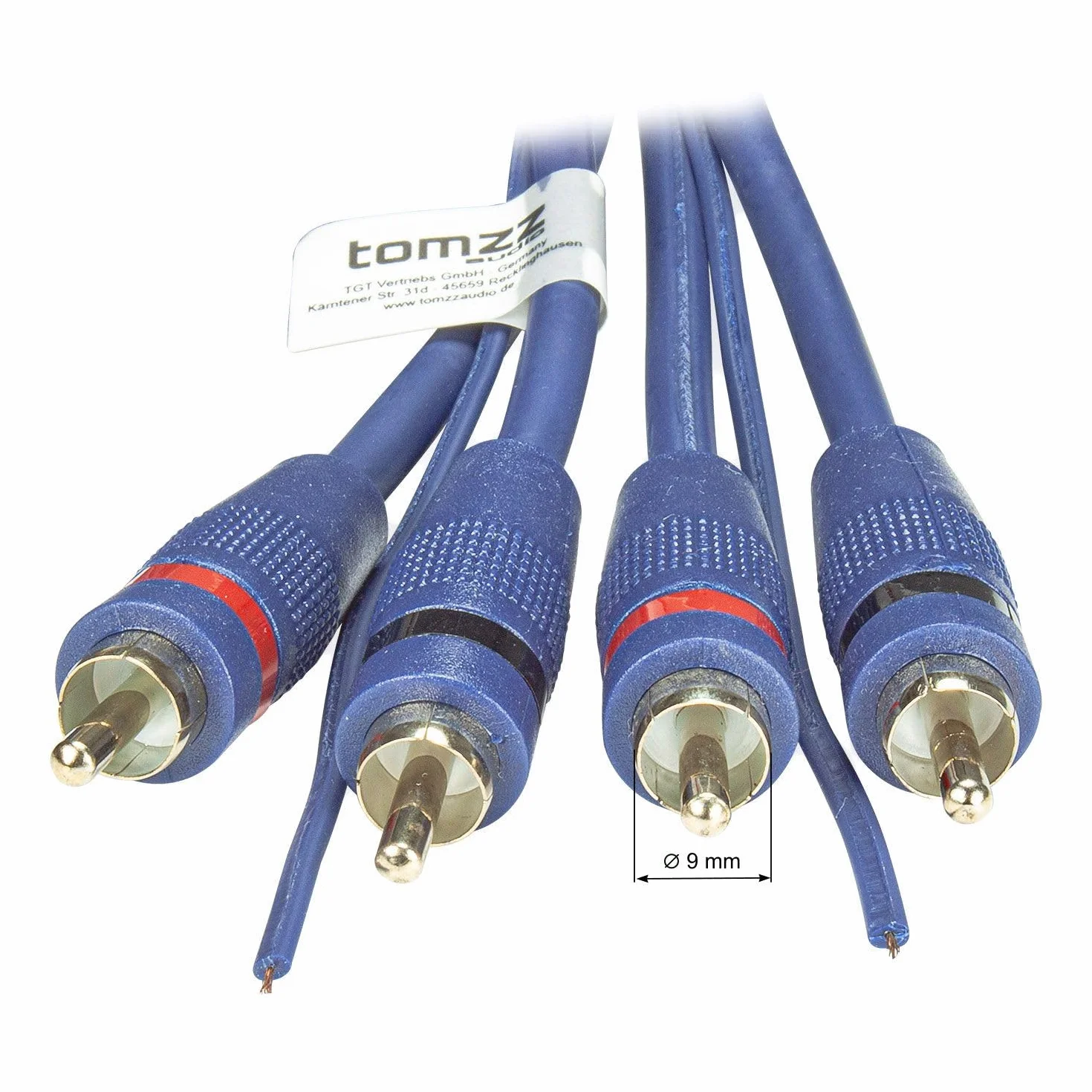 Cable Profesional RCA Cinch de 5 m, apantallado en 2 Pliegues, Azul