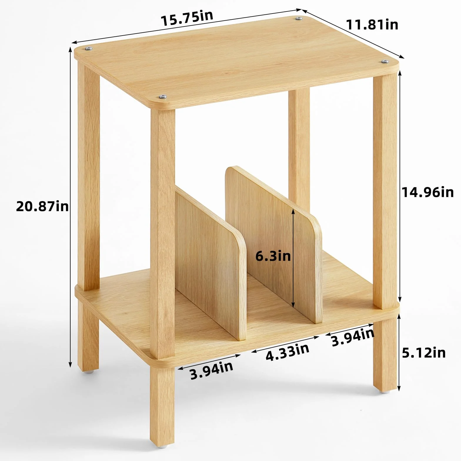 LELELINKY Soporte giradiscos de bambú de 2 Niveles con Estuche para Discos de Vinilo de hasta 100 álbumes, Mesa de Centro Multifuncional para el salón,Madera Natural