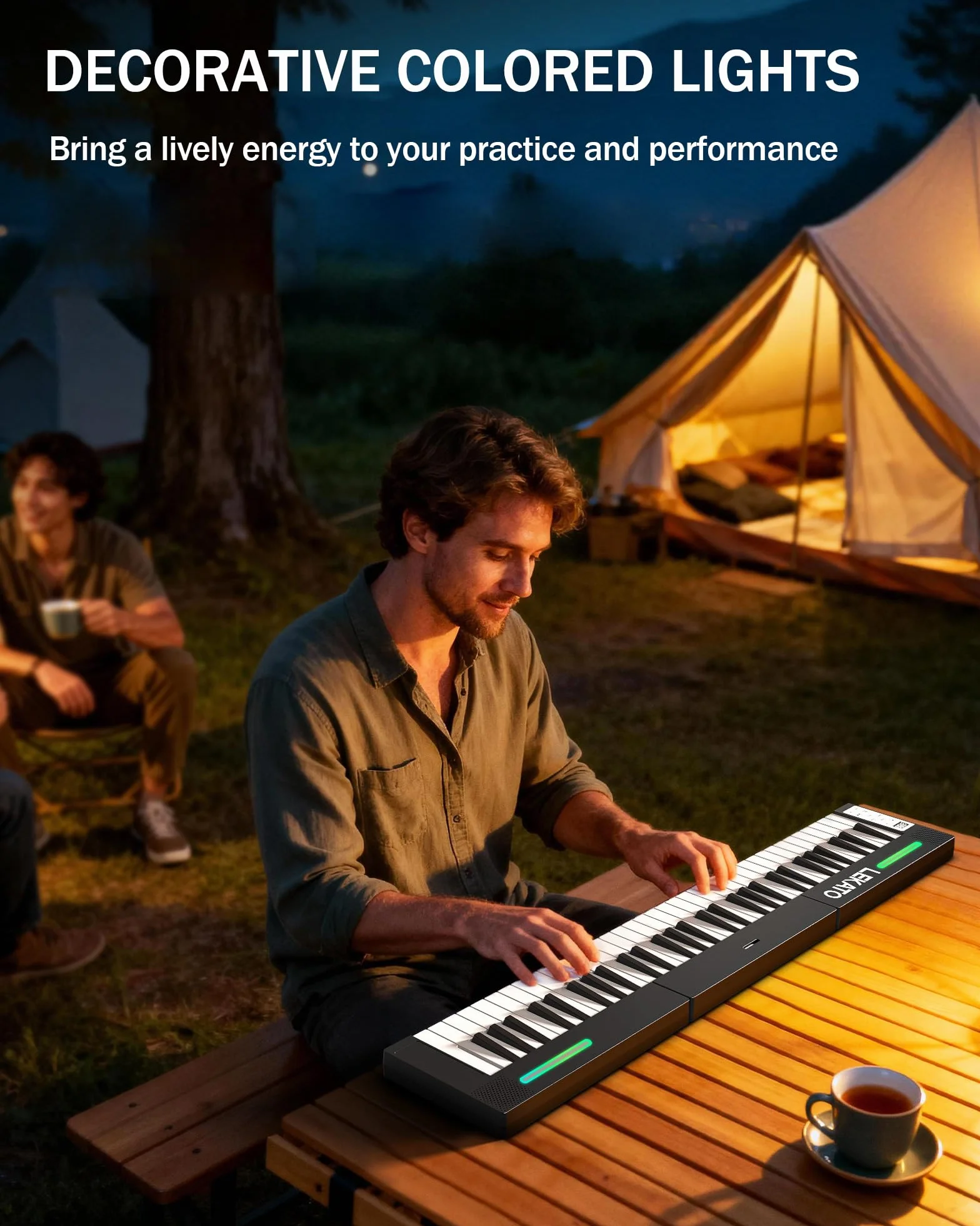 LEKATO teclado piano portátil 88 teclas magnético plegable piano electrónico 128 sonidos 128 ritmos Bluetooth MIDI split dual tone grabación auriculares principiantes hogar viaje