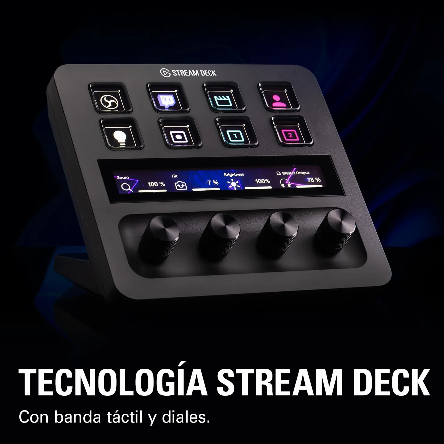 Elgato Stream Deck +, mezclador de audio, controlador de directo y estudio para creación de contenido, streaming, juegos, con banda táctil, diales y teclas LCD personalizables, funciona con Mac y PC