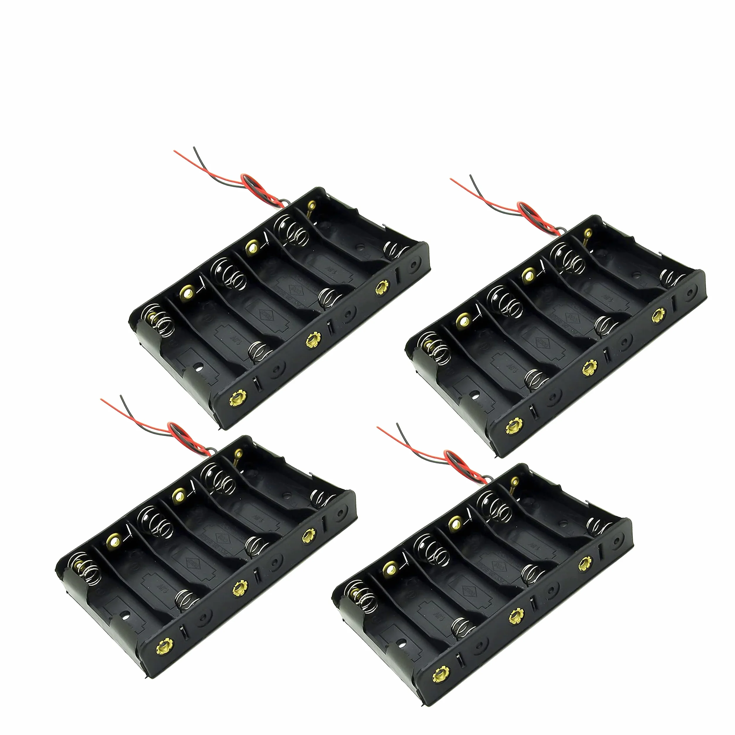 4X Armature - Caja de soporte para 6 pilas AA LR06 con cables negro y rojo acoplador