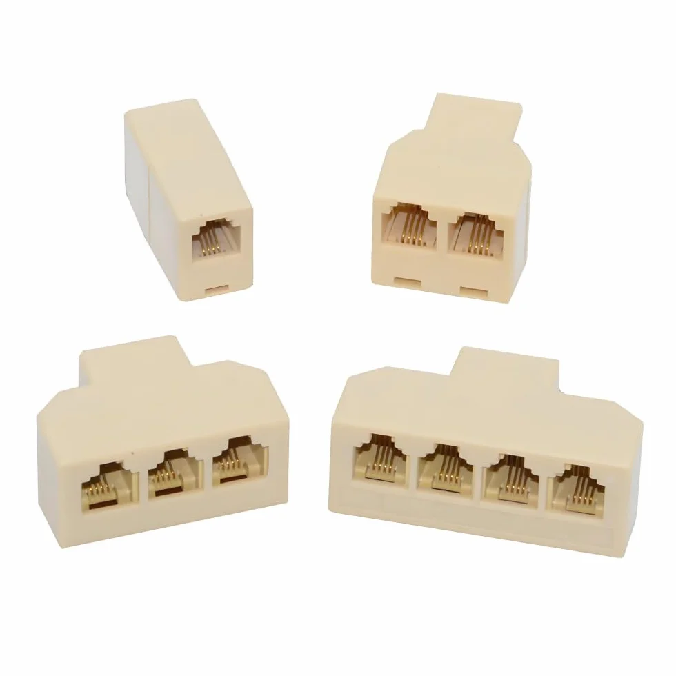 Cablecc 4 Adaptadores Divisores de Teléfono 6P4C RJ11 RJ12 1 Entrada 2 Salidas 1 a 4 Vías