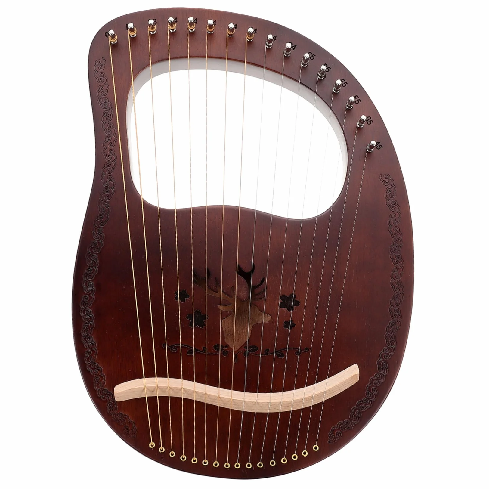 Yardwe Arpa de Lira de Madera de Tonos Arpa de Lira de Estilo Antiguo Instrumento de Cuerda para Tocar Manos para Música Tradicional