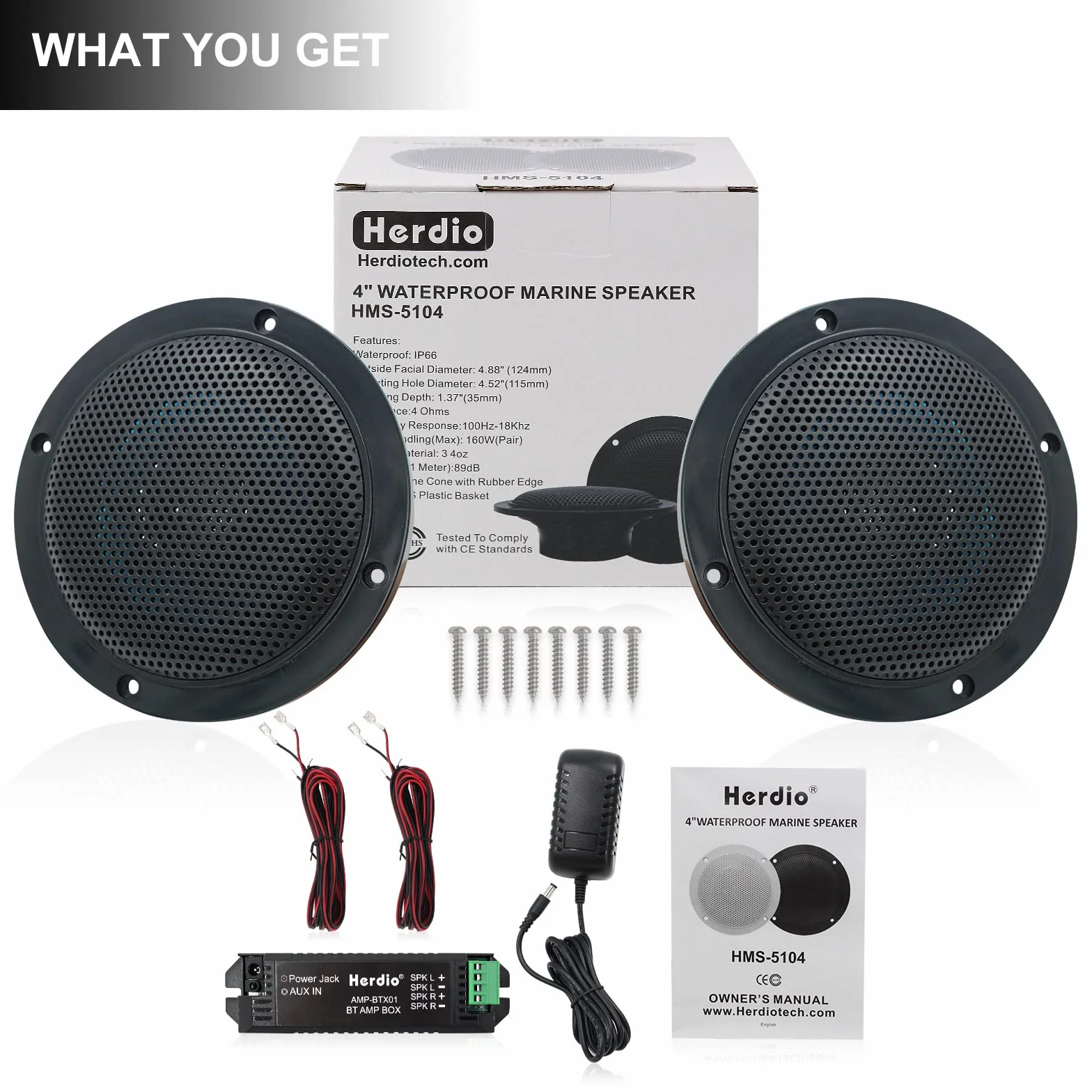 Herdio Kit de Altavoces de Techo con Bluetooth, Amplificador Impermeable