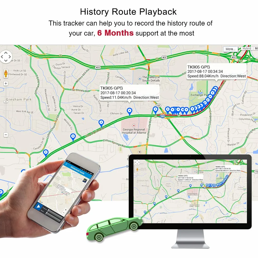 Localizador GPS para Coche TK905E 4G con Tarjeta SIM, Batería 5000mAh, Antirrobo con Imán Fuerte, Alarma de Vibración, Límite de Velocidad, Geo-Cerca