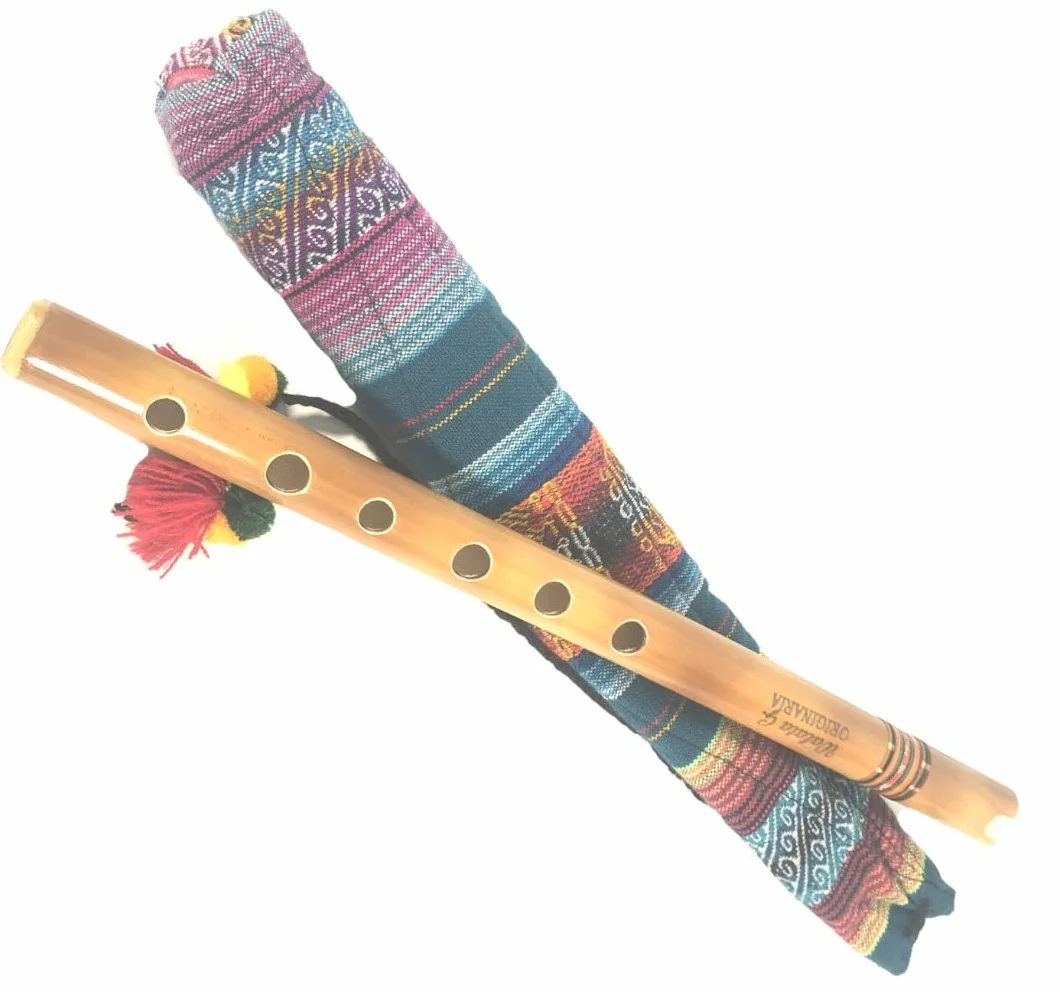 Fairtrade Bolivian 38cm Juego de flauta Quena | con estuche | con tabla de dedos