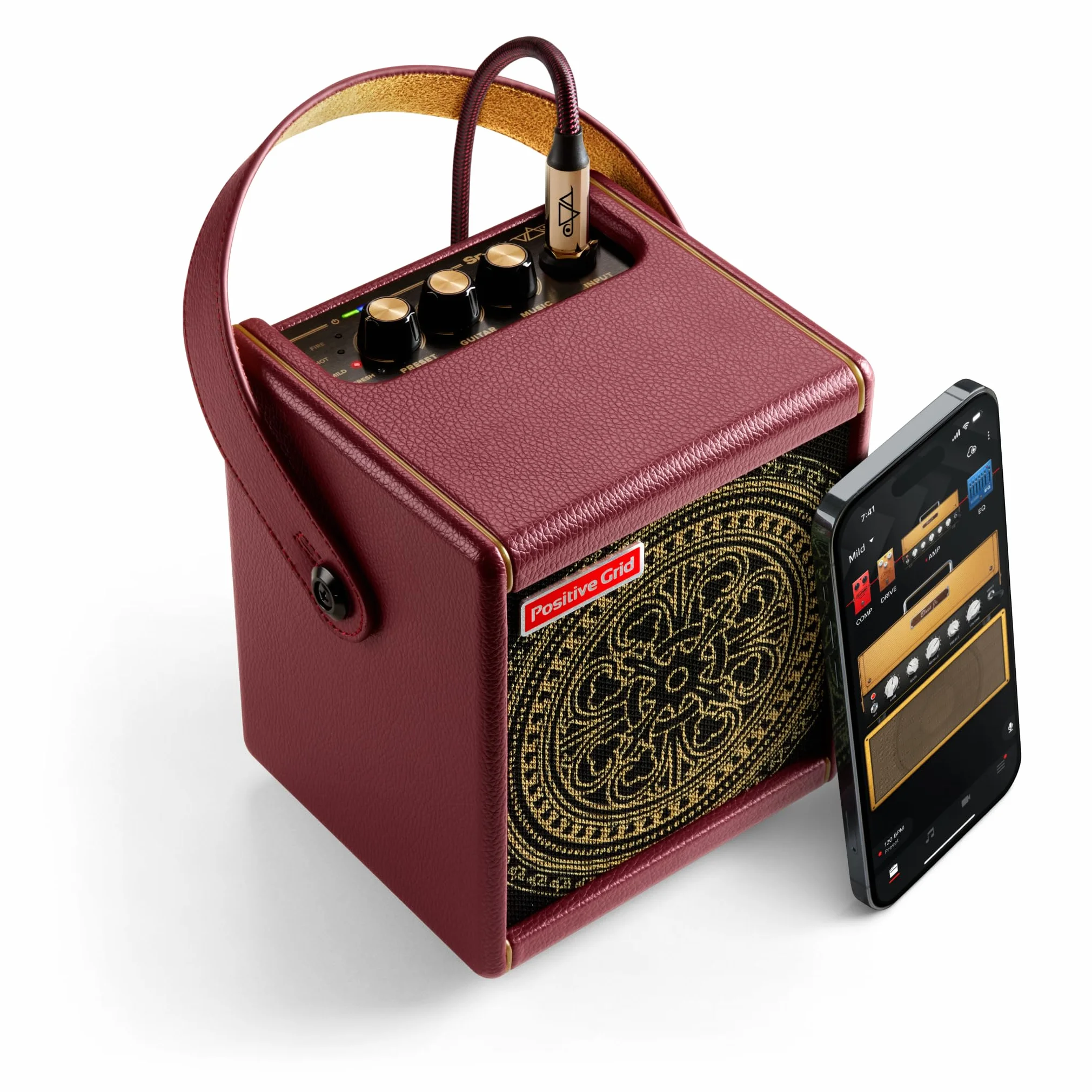 Positive Grid Spark Mini Vai Special Edition 10-Watt Portable Smart Guitar Amp and Bluetooth Speaker – Designed by Steve Vai
