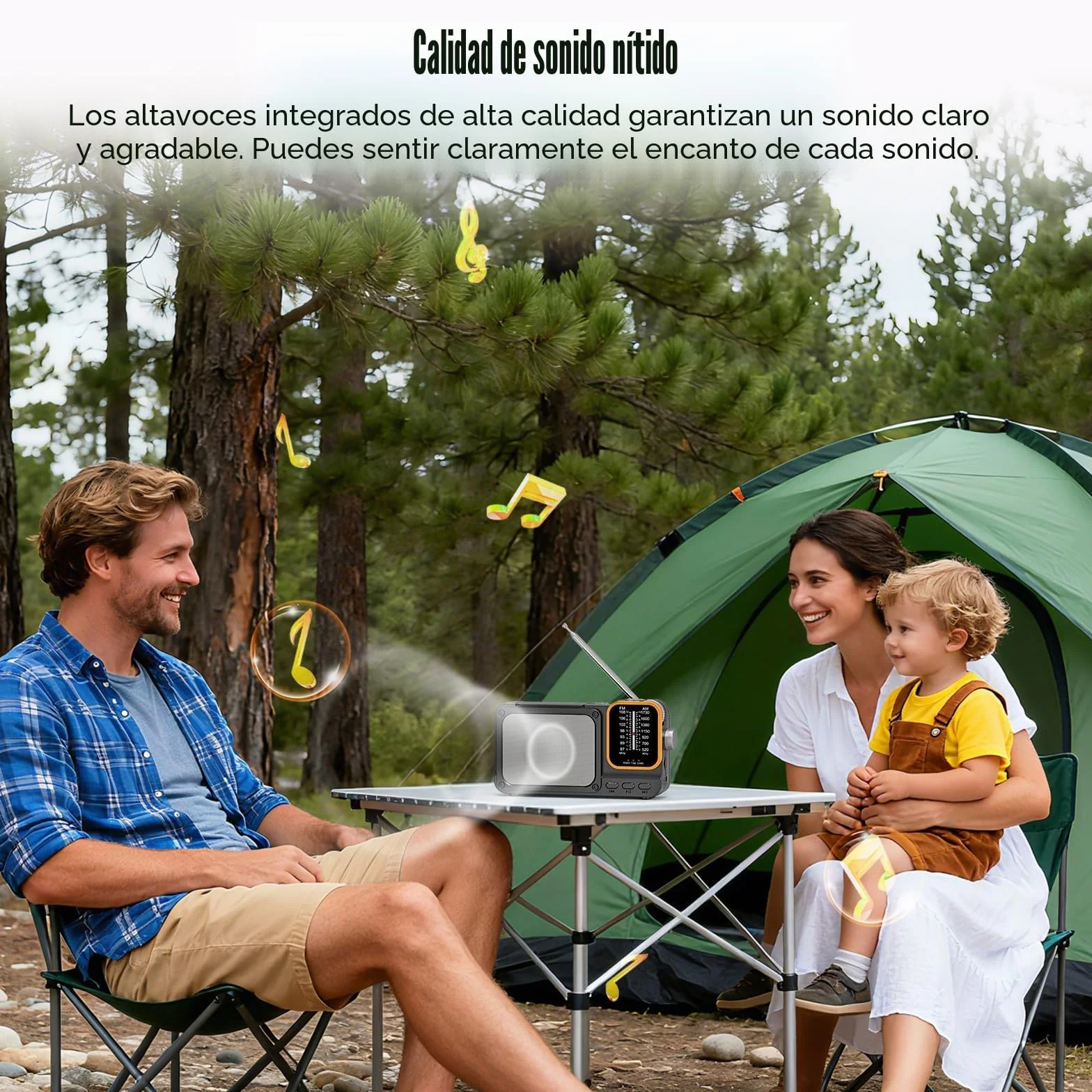 Tendak Radio portátil FM AM 2400 mAh, batería recargable, Bluetooth, TF, USB-C, lámpara
