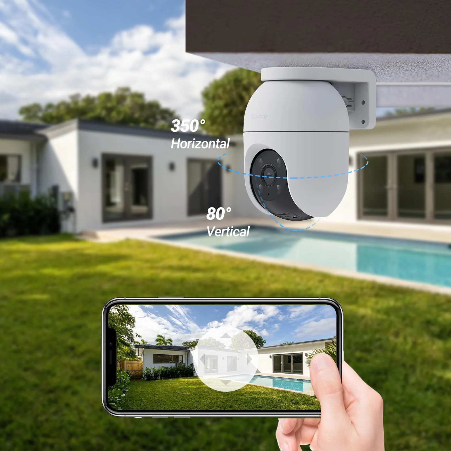 EZVIZ 2PCS Cámara Vigilancia WiFi Exterior 360°,1080P Cámara IP de Seguridad,Visión Nocturna en Color,IA Detección de Personas,Seguimiento Automático,Audio Bidireccional,Sirena, Alexa/Google,C8c 2MP