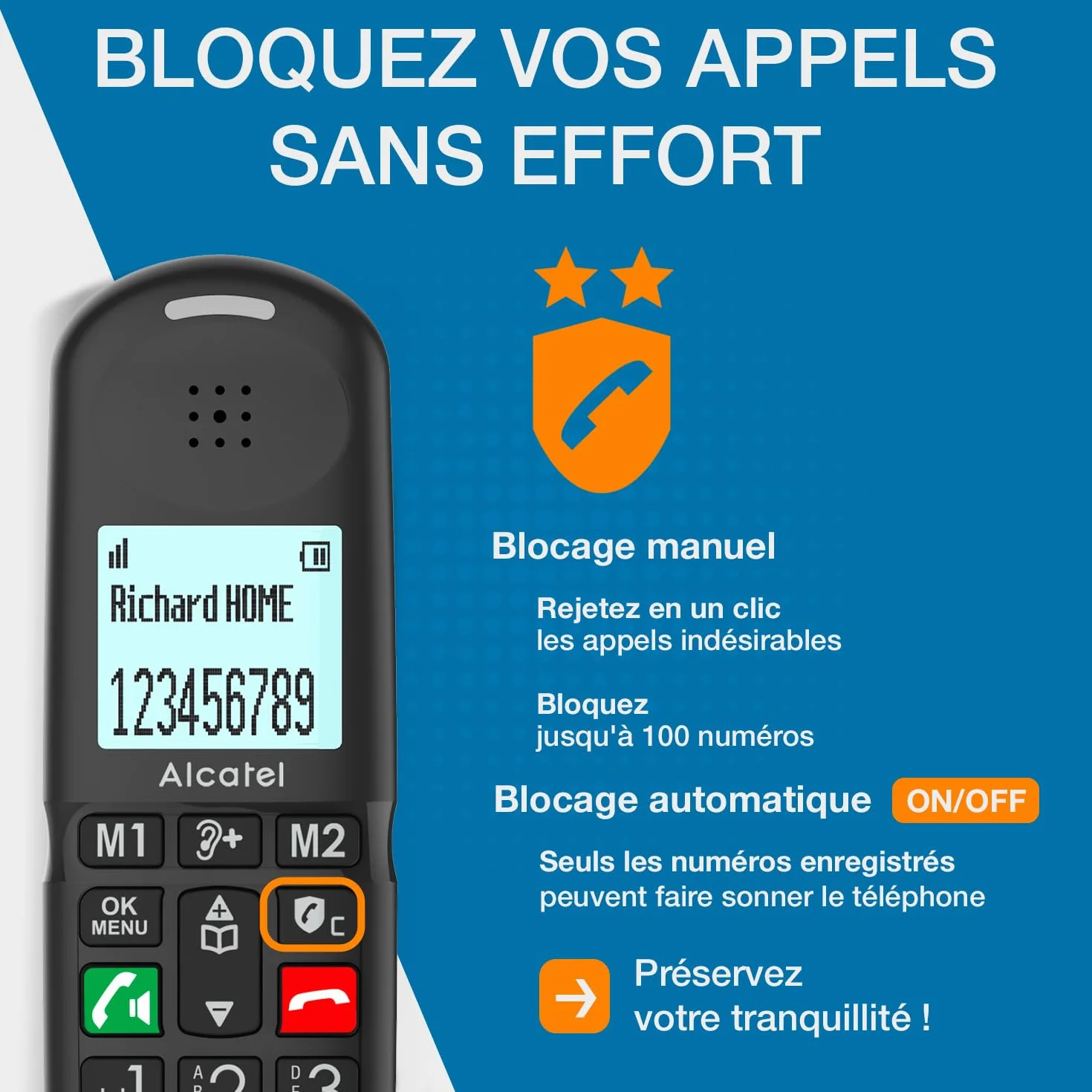 ALCATEL XL685 Duo Teléfono Fijo Inalámbrico DECT Senior Formato XL Pantalla Gráfica Alta Legibilidad Teclas Grandes Audio Boost Manos Libres Bloqueo Llamadas 2 Teléfonos Negro
