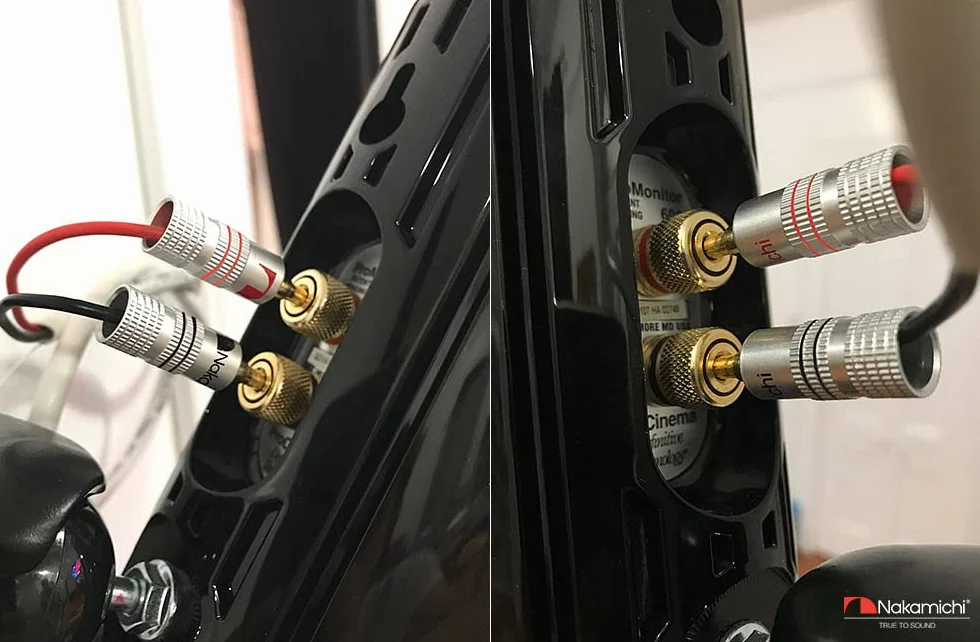 Nakamichi Enchufe de banana chapado en oro 24K 12-18 AWG 4 mm para Altavoces Amplificador Hi-Fi, 4 piezas (2 pares)