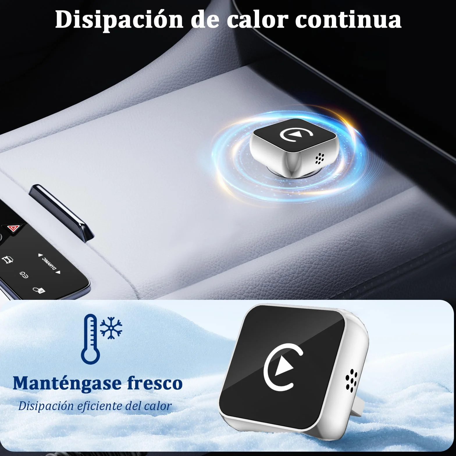 Adaptador Inalámbrico 2 en 1 CarPlay Android Auto USB A/Tipo-C Compatible iPhone 6+ iOS 10+ Android 11+ Plug & Play Acero