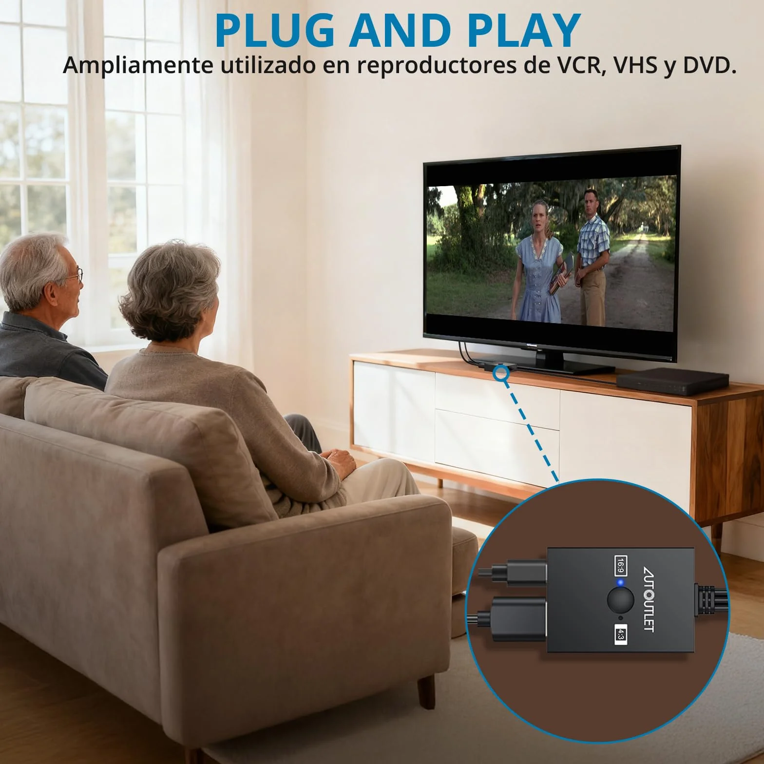 AUTOUTLET Adaptador Scart a HDMI, 16:9/4:3, Convertidor Euroconector a HDMI Conversión 1080P Compuesto CVBS AV A HDMI Video Audio Converter con Cable HDMI PAL/NTSC, para Reproductor de VCR, VHS y DVD