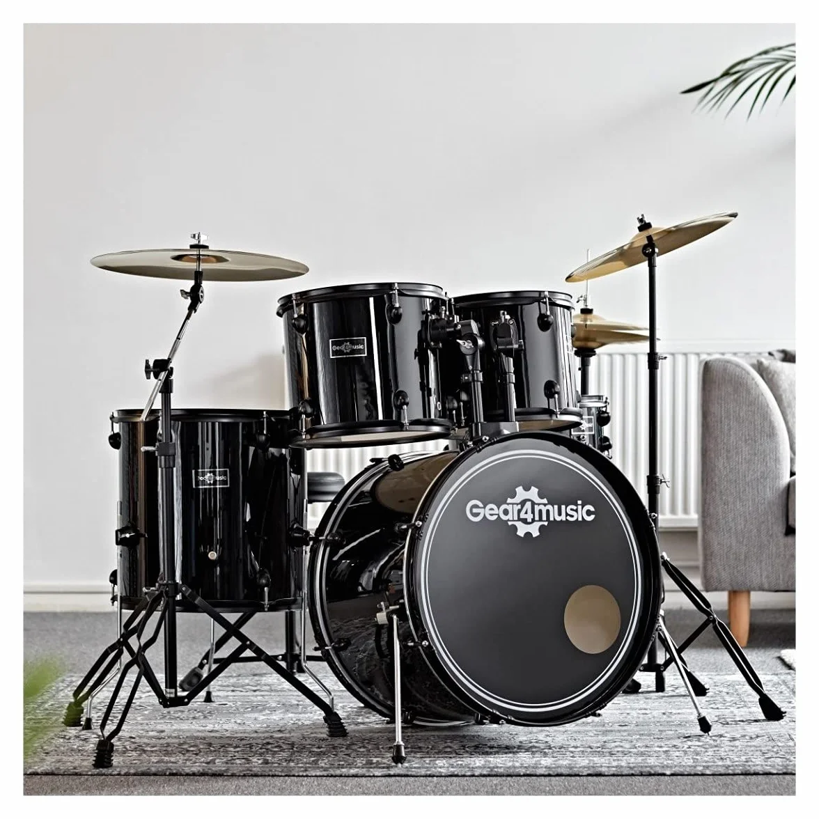 Full Size Kit de batería de 5 piezas para principiantes BDK-1+ de Gear4music Negro