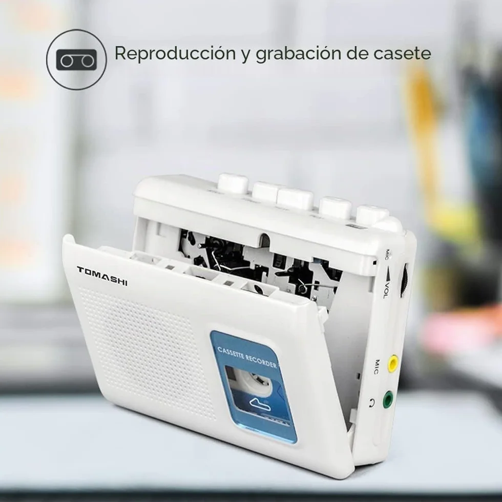 TOMASHI Walkman Grabadora de Cinta portátil con Altavoz Integrado micrófono