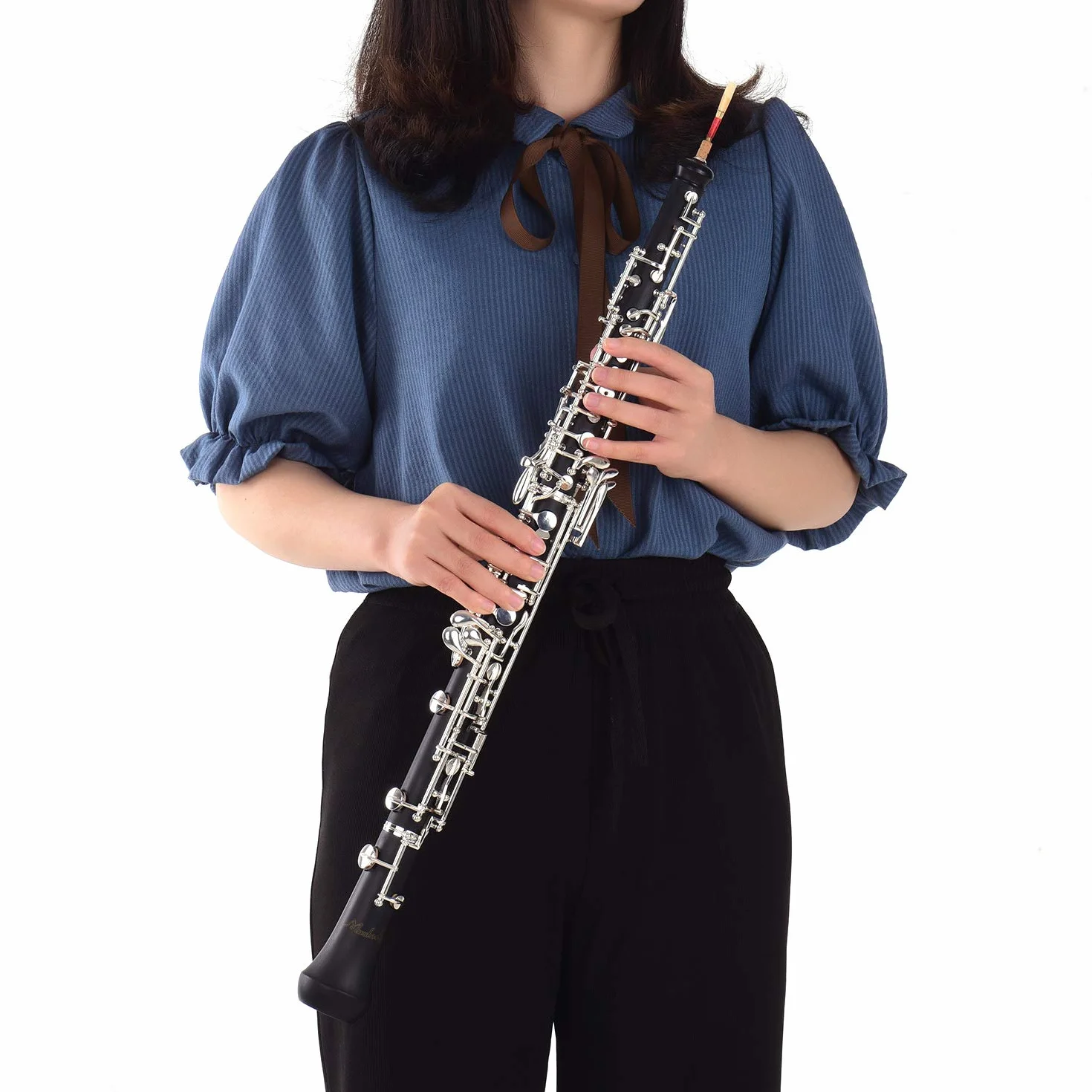 Professional Oboe C Key Estilo semiautomático Llaves plateadas Instrumento de viento de madera con guantes Oboe Reed Funda de cuero Bolsa de transporte Paño de limpieza Mini destornillador