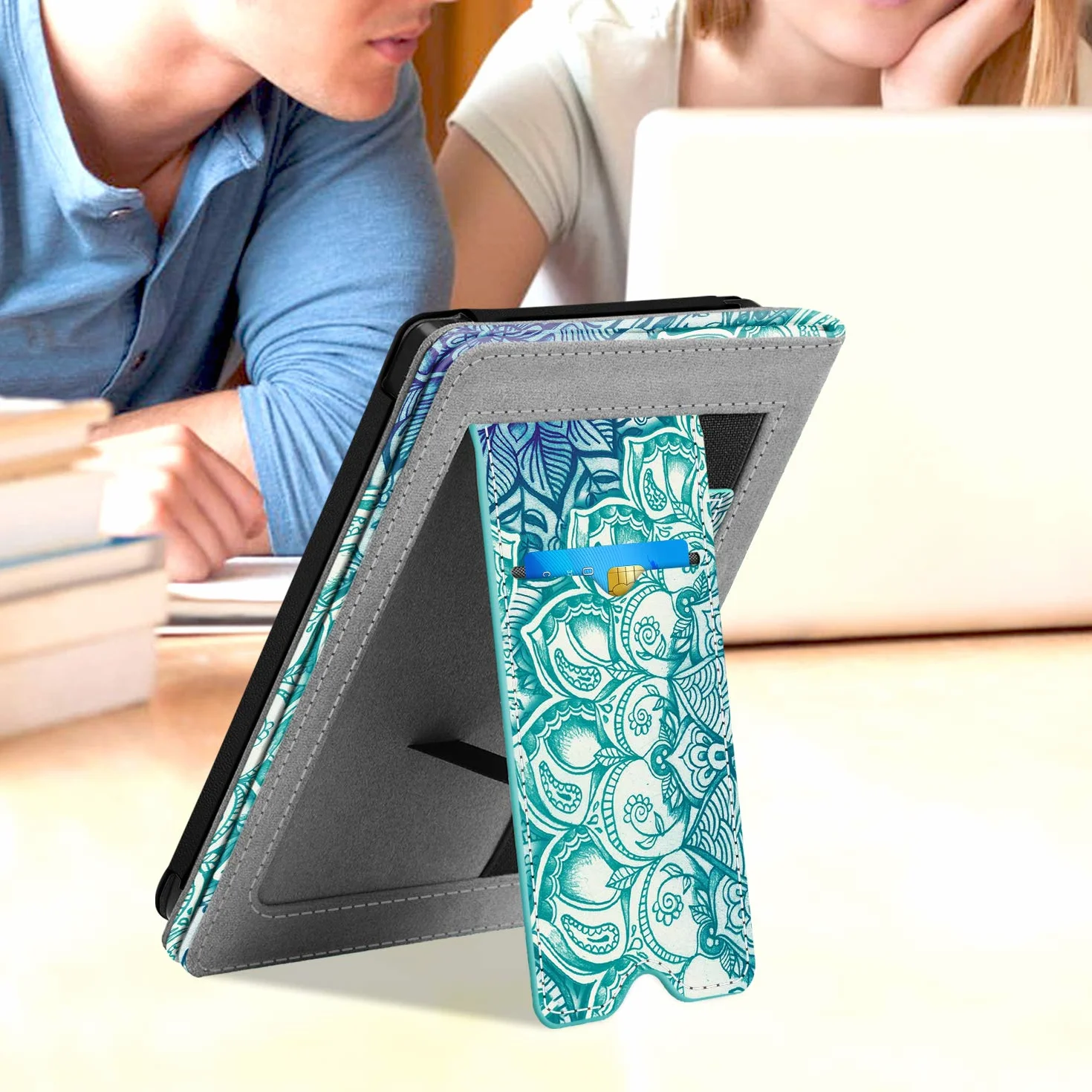 FINTIE Funda Vertical Kobo Clara HD Carcasa Cuero Sintético Bolsillo Tarjeta Correa Mano Soporte Auto-Reposo Activación Esmeralda