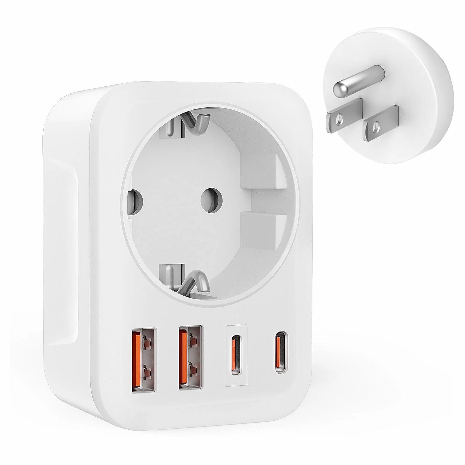 Adaptador Enchufe Europeo a Americano 5 en 1 USB C USB A Tipo B para EE. UU. Canadá México