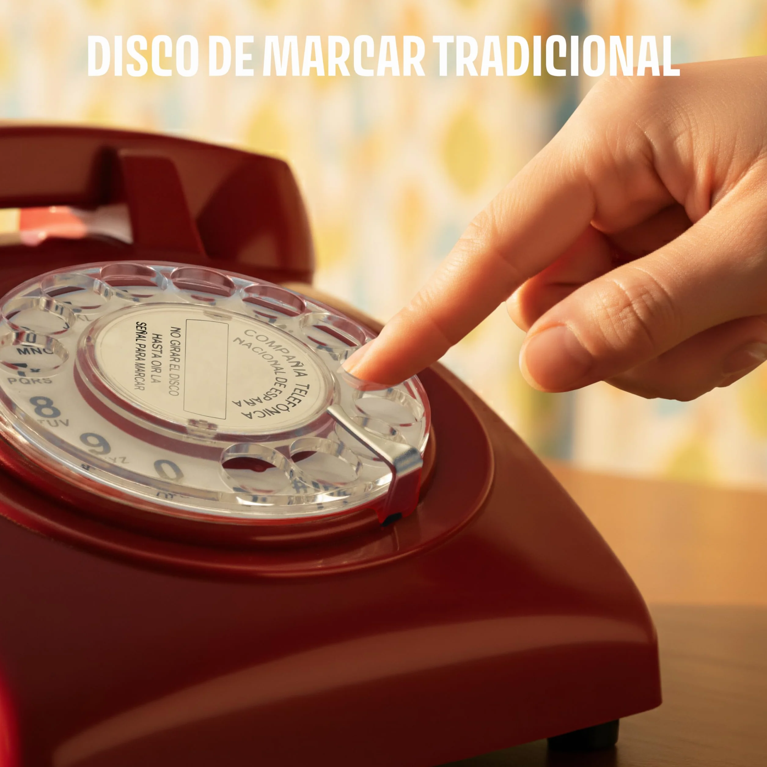 Opis Technology 60s Cable Teléfono Fijo Retro Vintage – Teléfono Antiguo de Disco con Campana Metálica, Cero Radiación y Estilo Clásico de los Años 60, Rojo