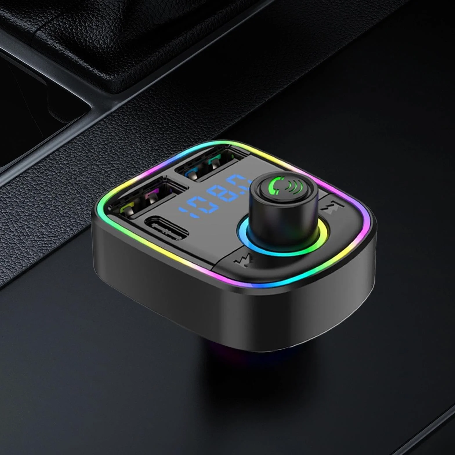 Transmisor FM para Coche | Adaptador De Coche con Carga Rápida | Transmisor Inteligente con Cancelación de Ruido y Reproductor MP3 para Viajes Diarios y Trayectos