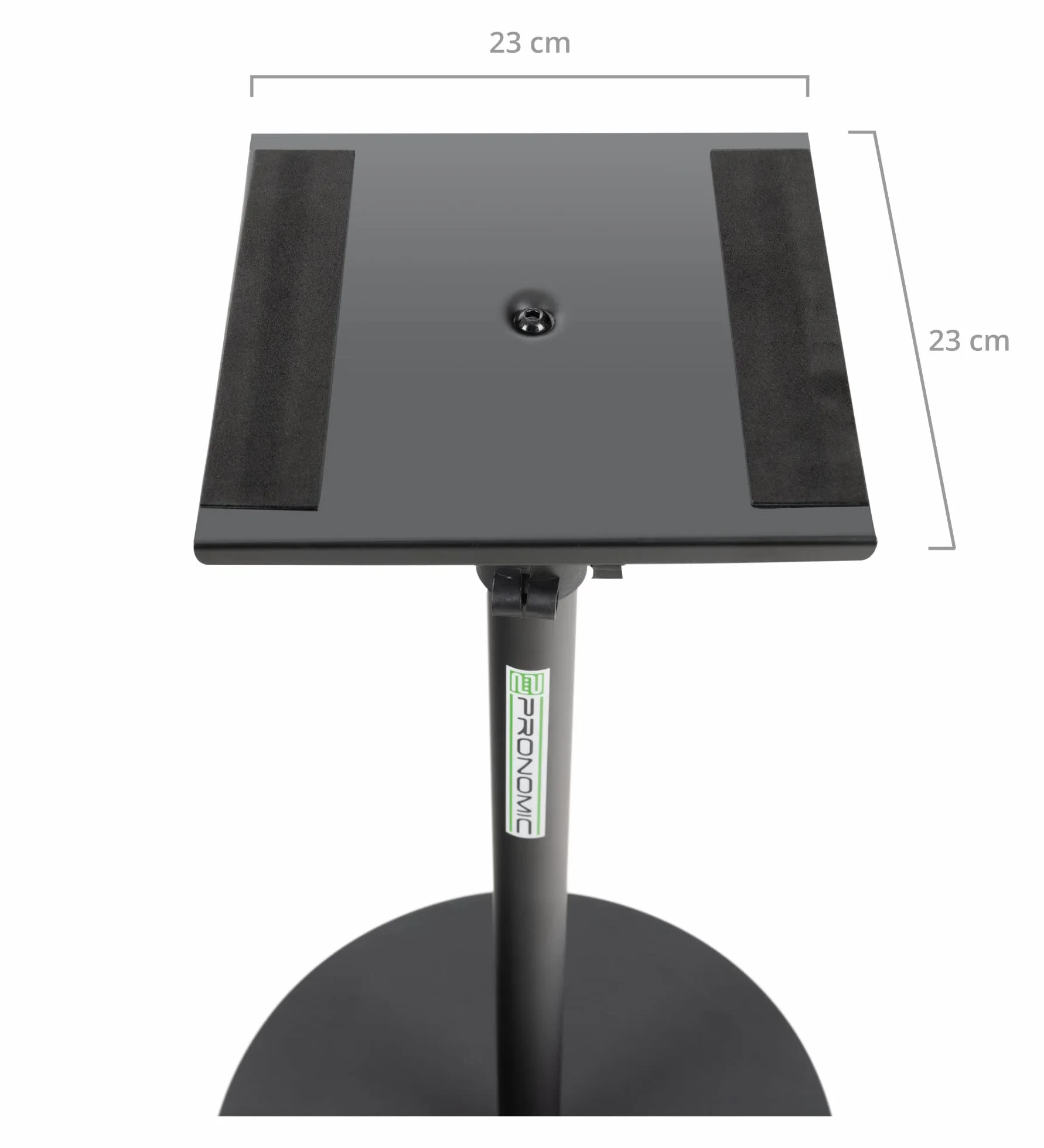 Pronomic SLS-128 BK Soporte para Monitor de Estudio Par - 2 Soportes Ajustables (75-123.5 cm) con Base Redonda Estable y Superficie de Apoyo 23x23 cm para Altavoces de Estudio.