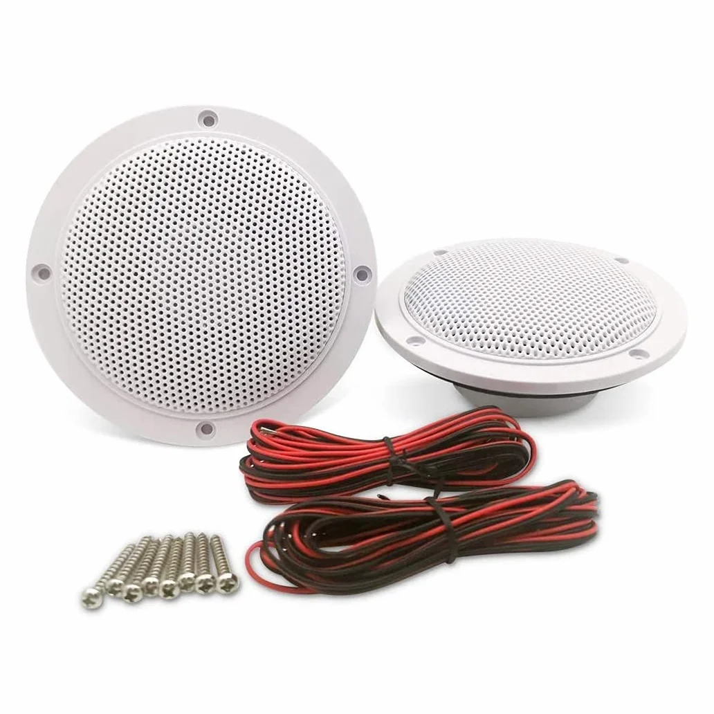 Herdio Altavoz Redondo de 2 vías para Techo 4 Pulgadas Blanco Baño Cocina Porche